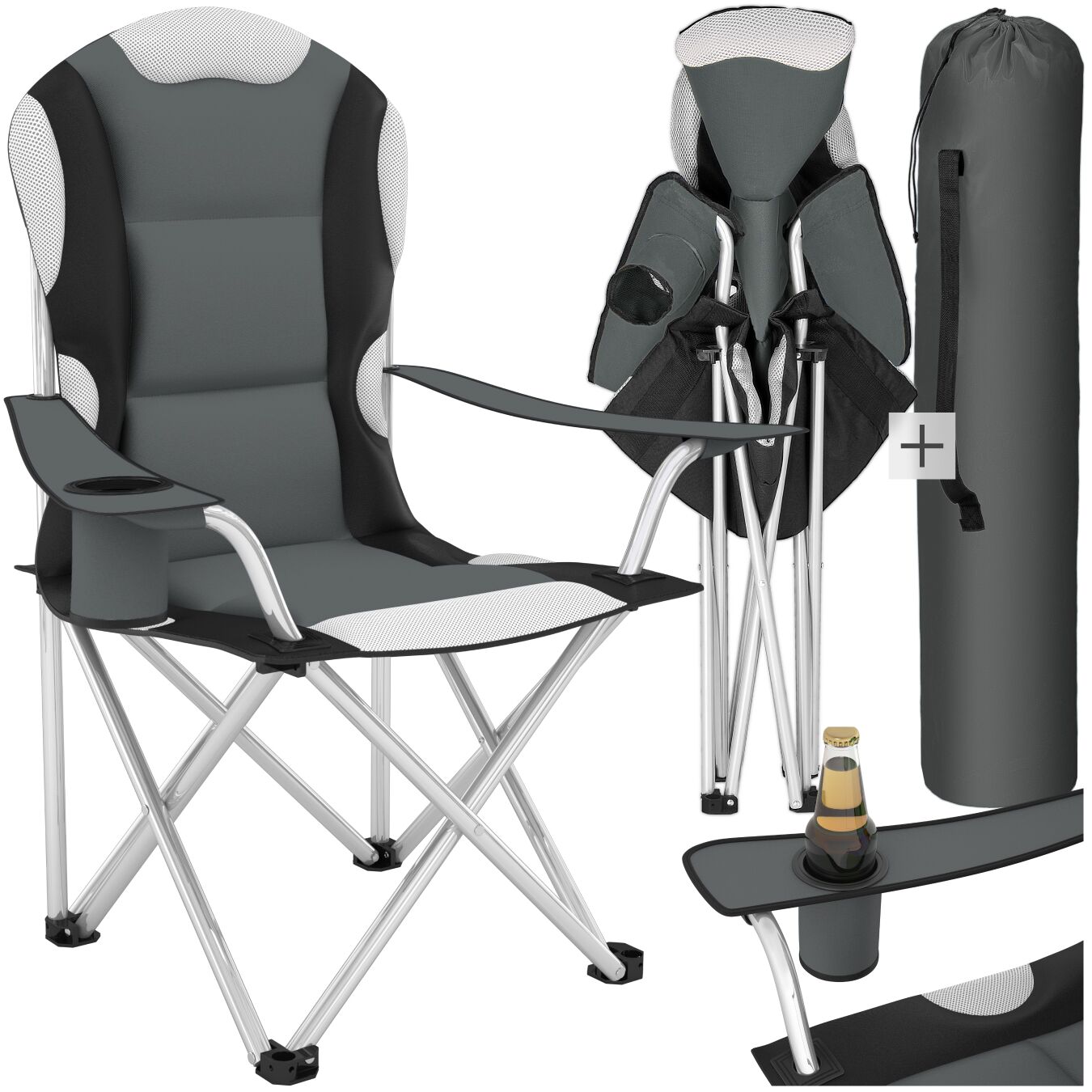 Silla de camping acolchada - gris, Por unidad | tectake