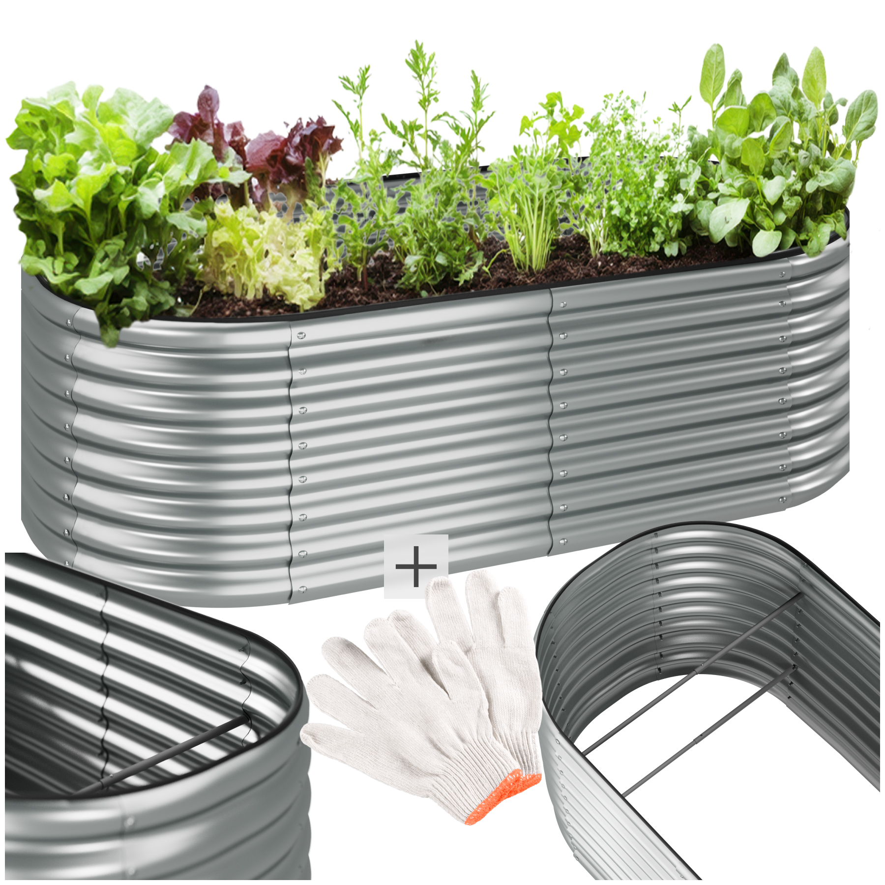 Carré potager FLORMMA 200x100x60 cm - argent | tectake
