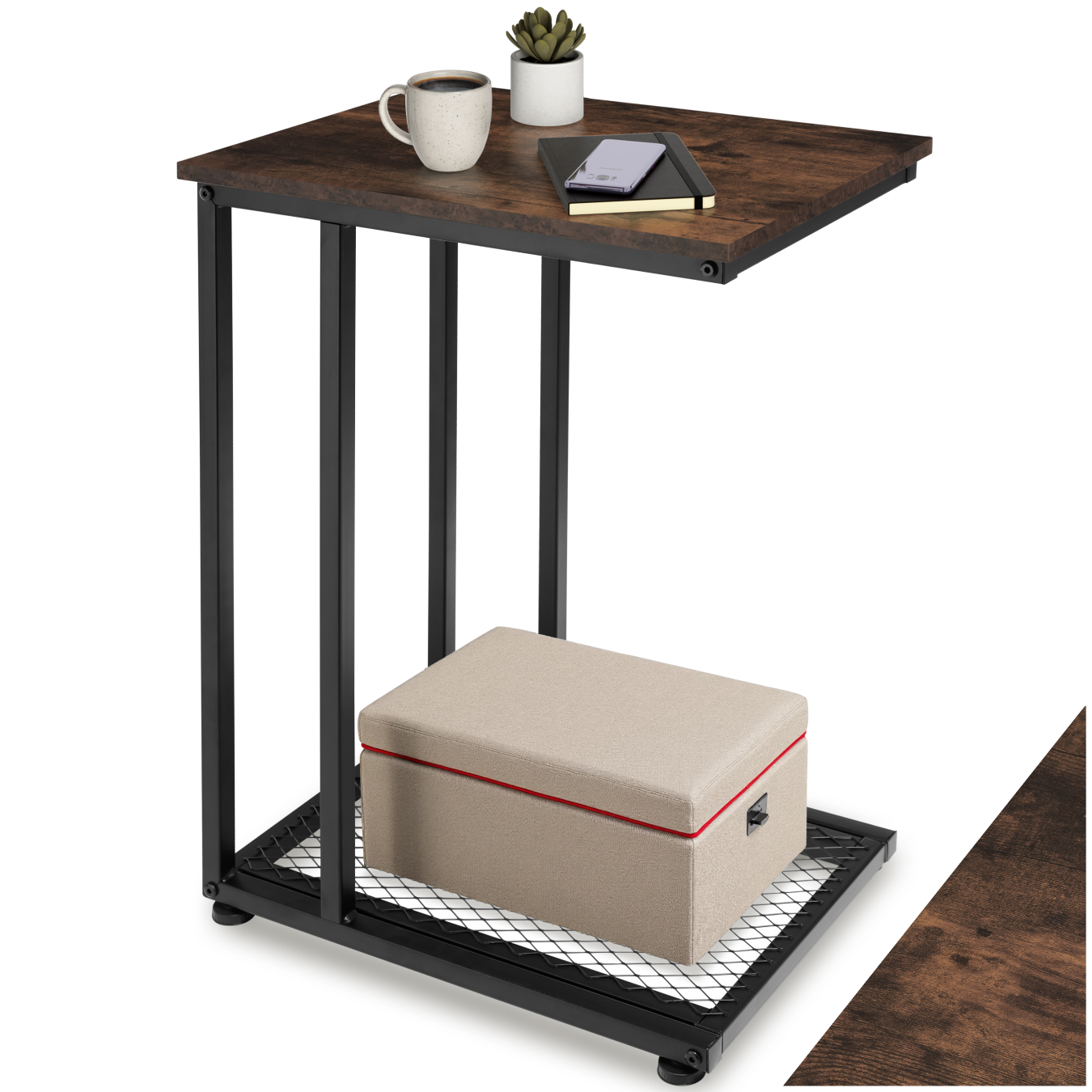 Bedside Table Eton - industrial style, 48 x 35 x 66 cm - Industrial wood dark, rustic | tectake