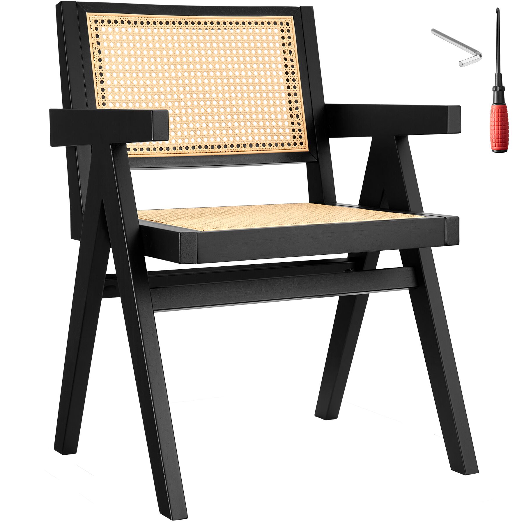Poltrona LISSY com encosto de vime, capacidade de carga 120 kg - preto, por peça | tectake