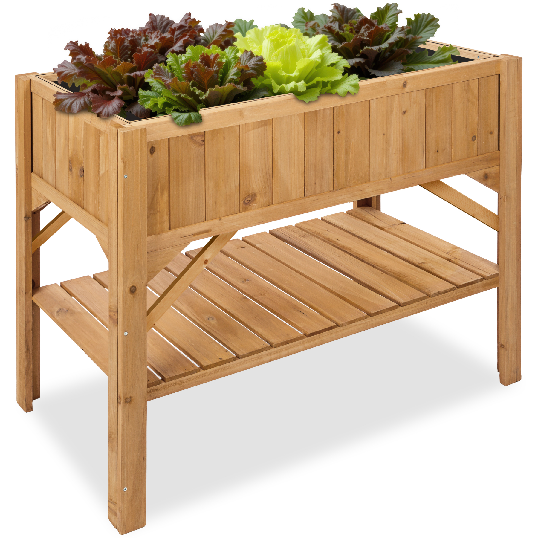 Hoge plantenbak met legplank 119x53x90cm - bruin