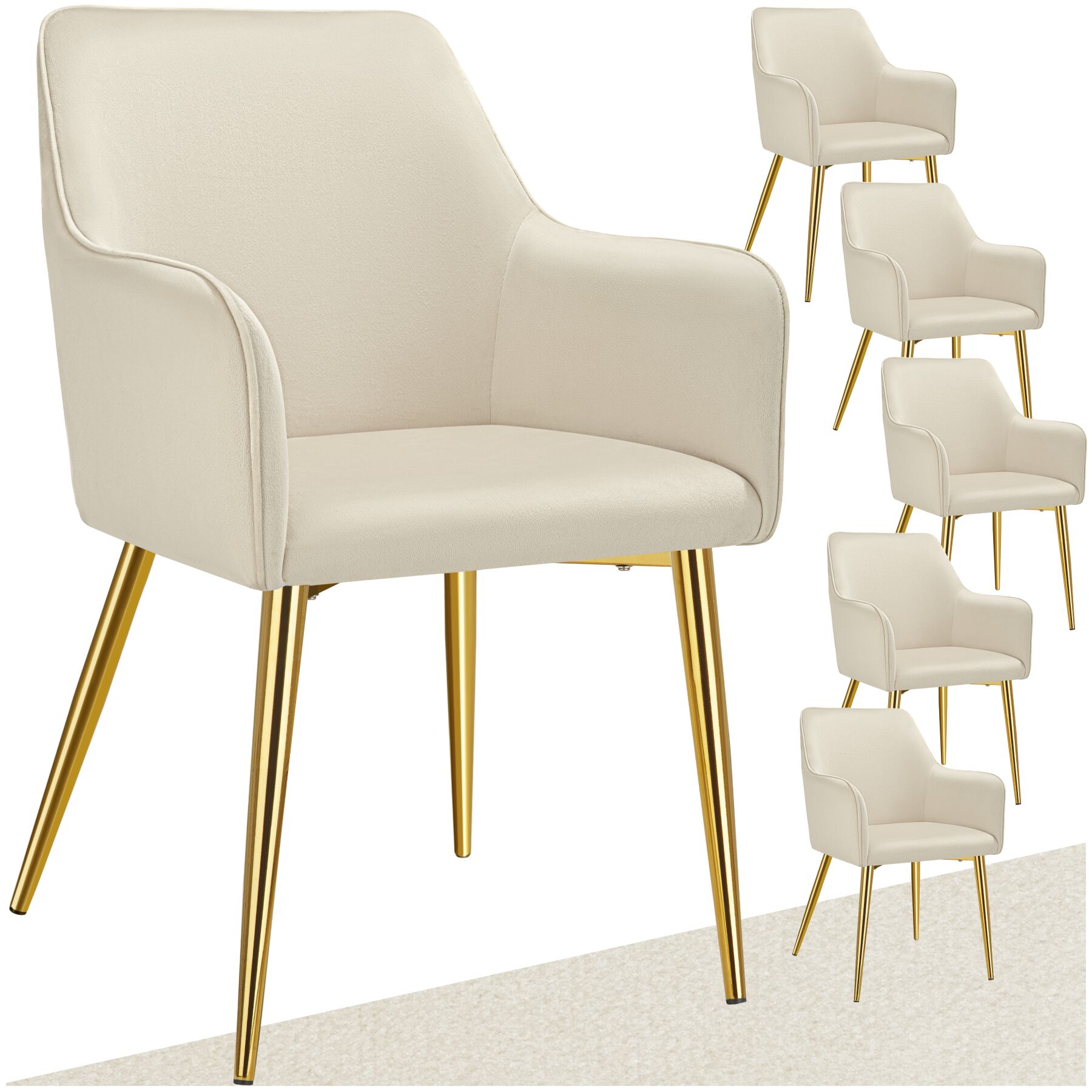 Armlehnstuhl Avane, Samtoptik, gepolstert - beige, 6er Set