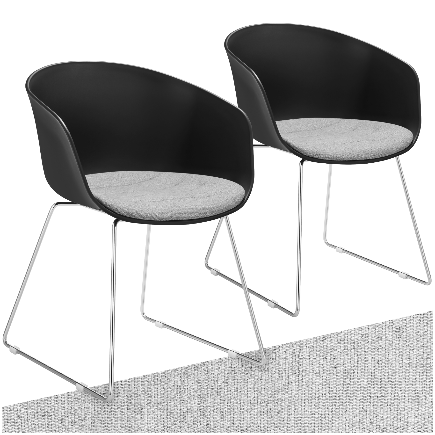 Kunststof eetkamerstoel Logart, gestoffeerd - Set van 2