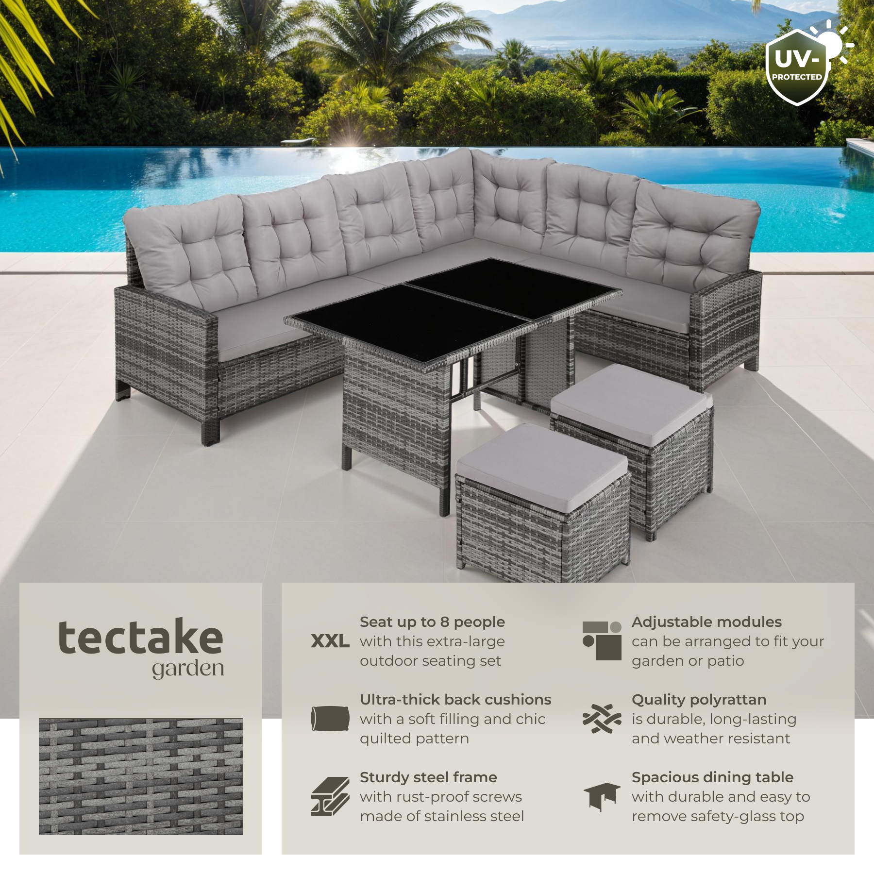 Corner Sofa Garden Furniture Table and Chairs Rattan Set Outdoor Metal Bistro - Picture 27 of 61