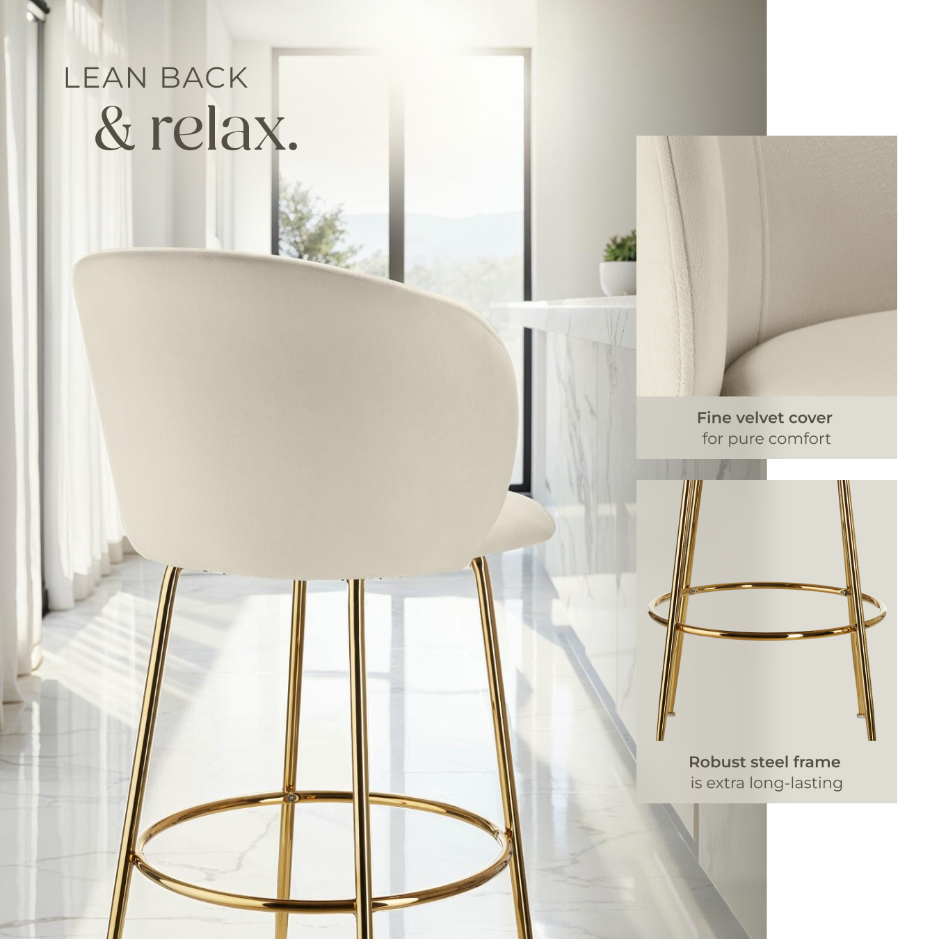 Bar Stools Chairs Faux Velvet Fabric Kitchen Dining Room Furniture Home Office - Picture 29 of 37