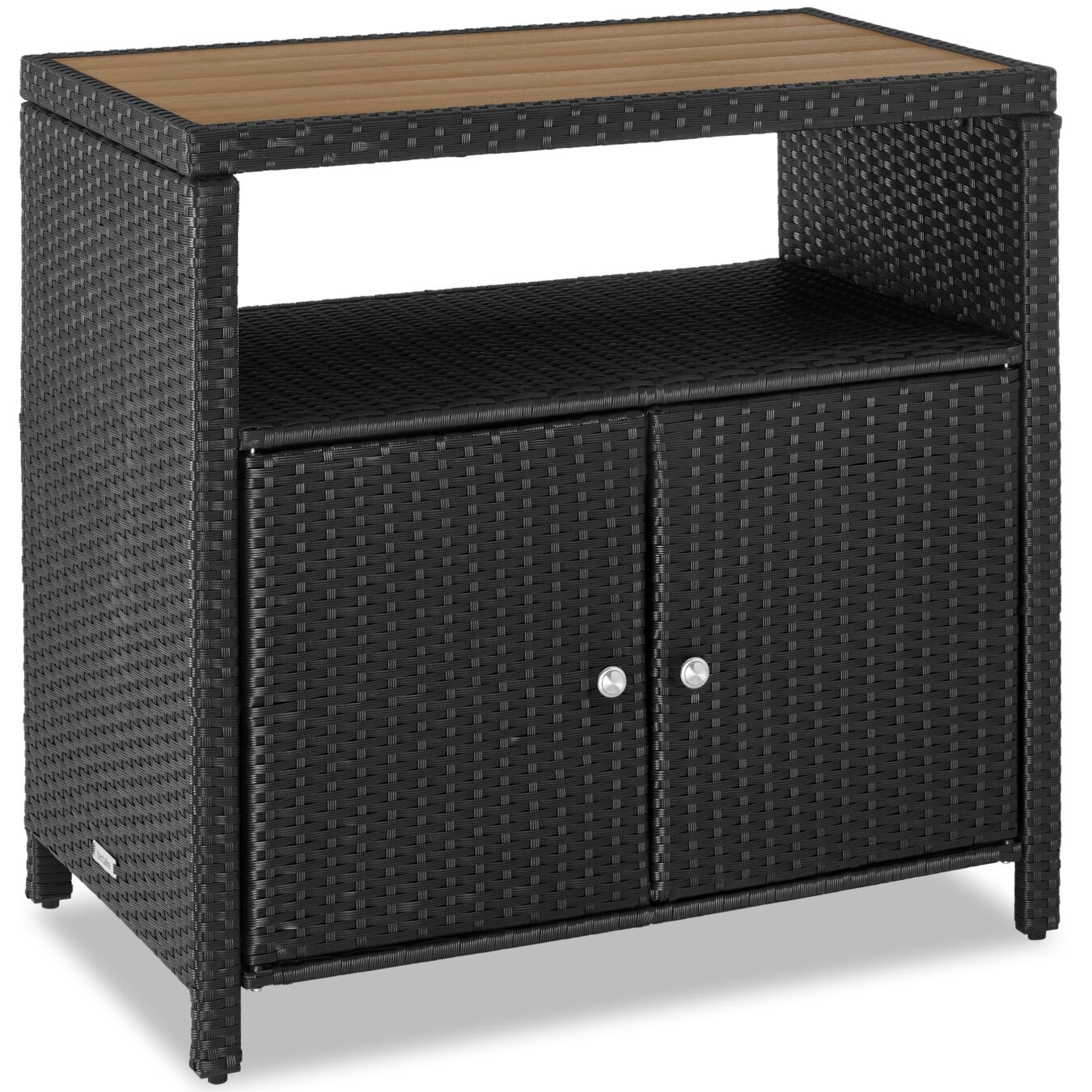 Garden Cabinet Monscia in Weather and UV-Resistant Polyrattan with 3 Compartments - black | tectake
