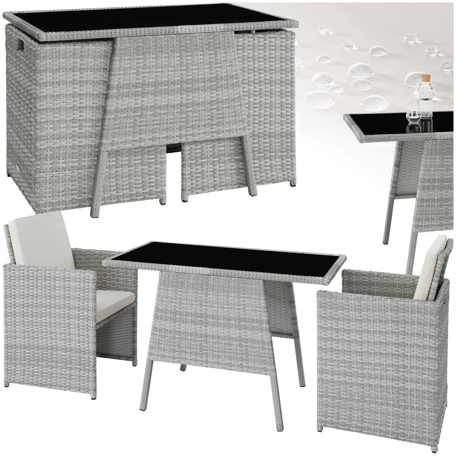 Salon de jardin LAUSANNE 2 places - gris clair | tectake