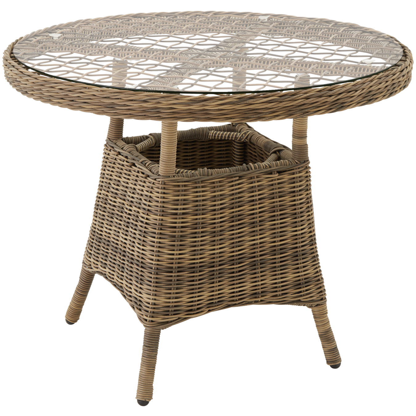 Table de jardin en aluminium avec plateau en verre 91x73,5cm - marron naturel de tectake