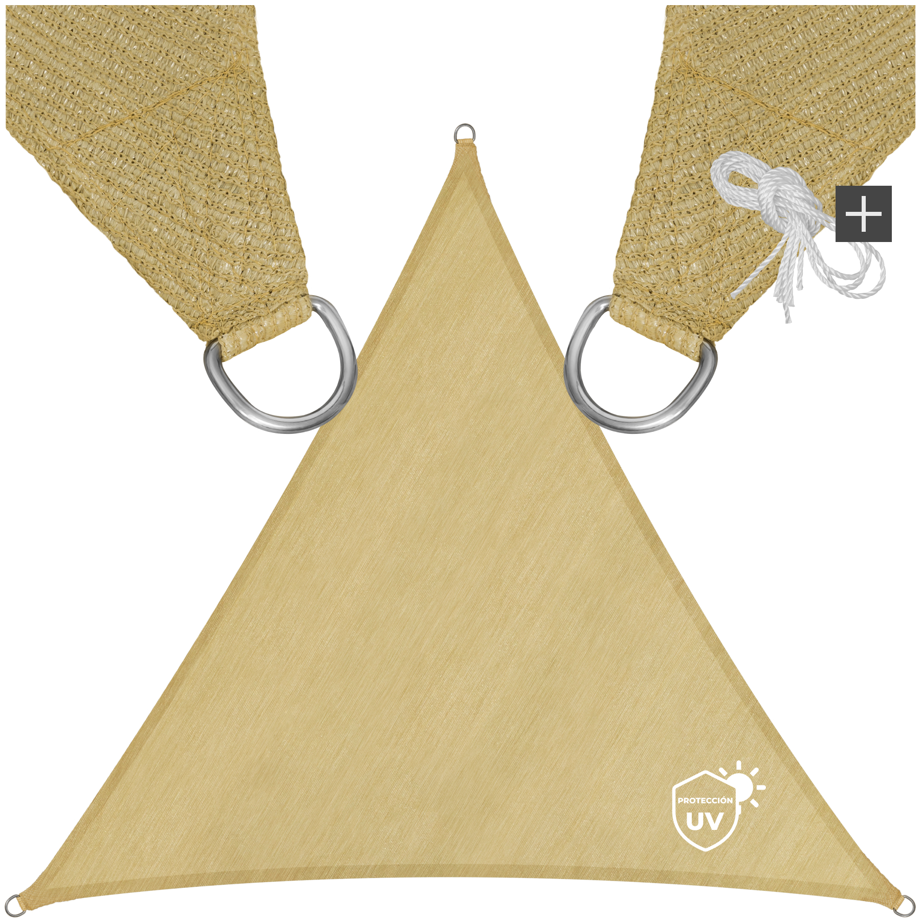 Toldo de polietileno con forma de vela, beige - 6 x 6 x 6 m | tectake