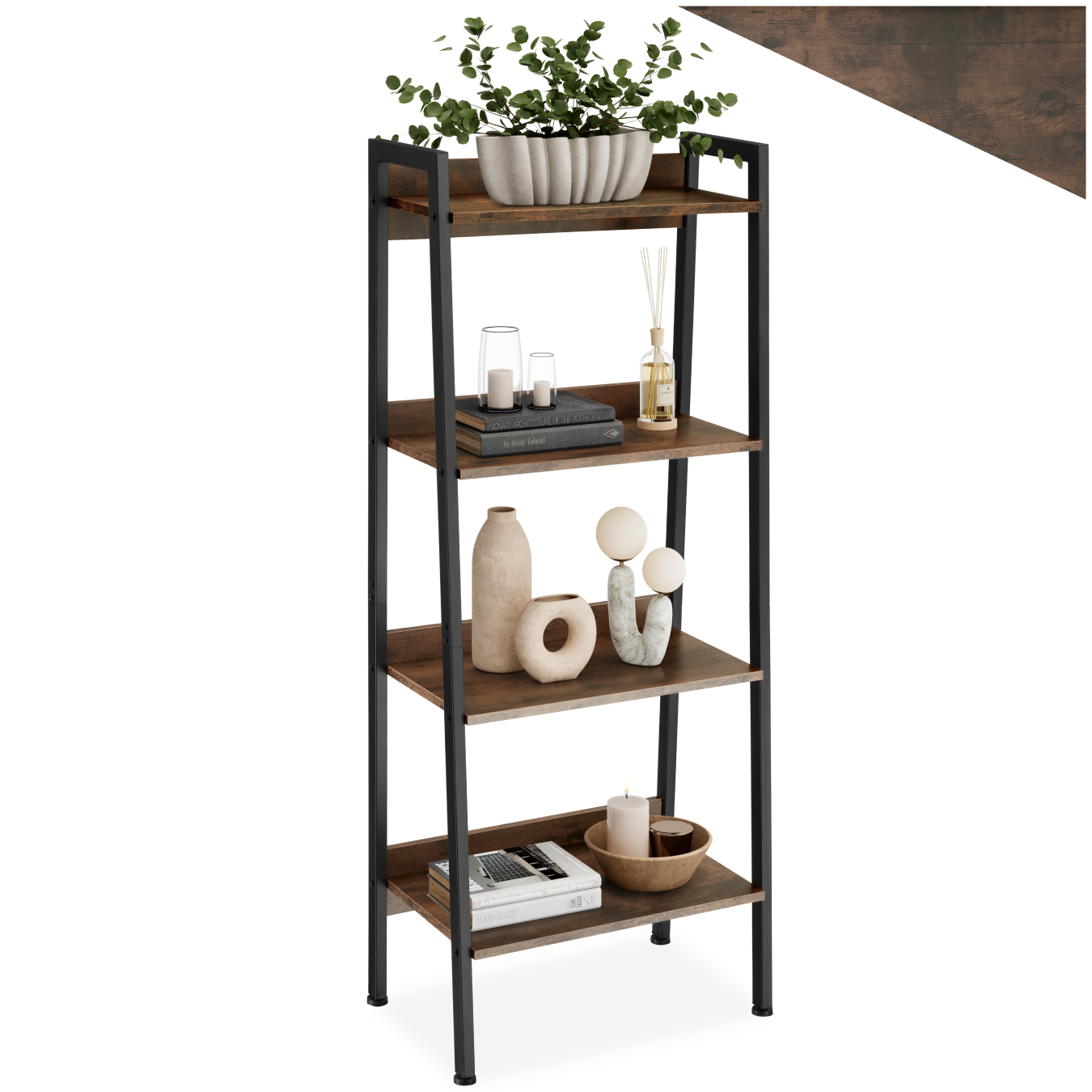 Leiterregal mit 45 Ebenen Standregal Bücherregal Regal Holz Metall Industrie