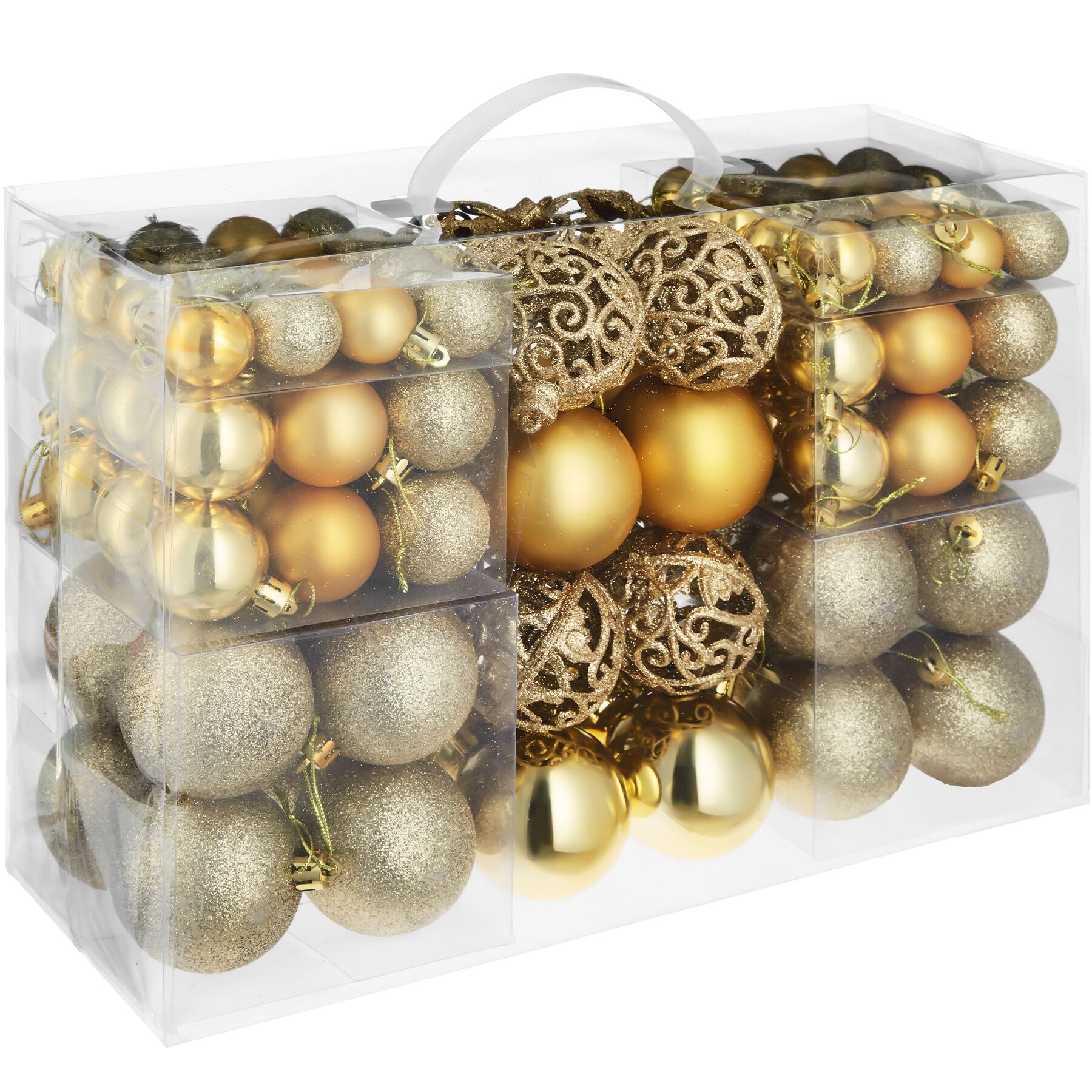 Conjunto de 100 bolas de natal douradas - dourado