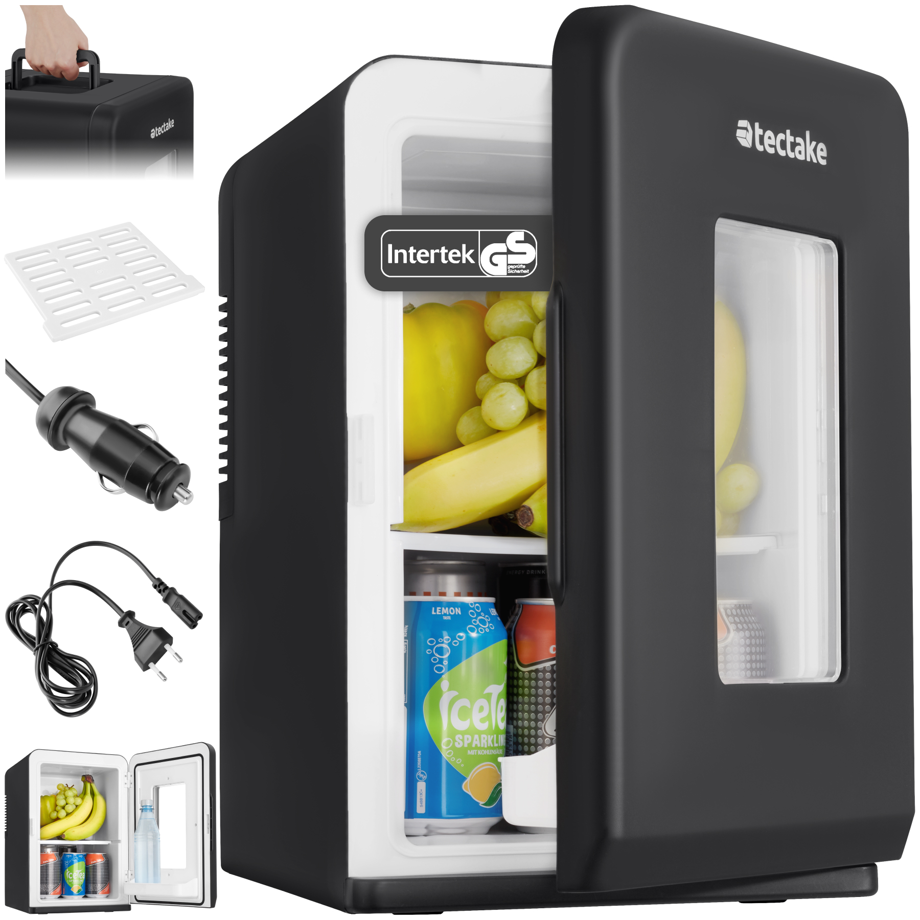 Tragbarer Mini-Kühlschrank mit 2 in 1 Funktion 27x31x41cm - schwarz von tectake