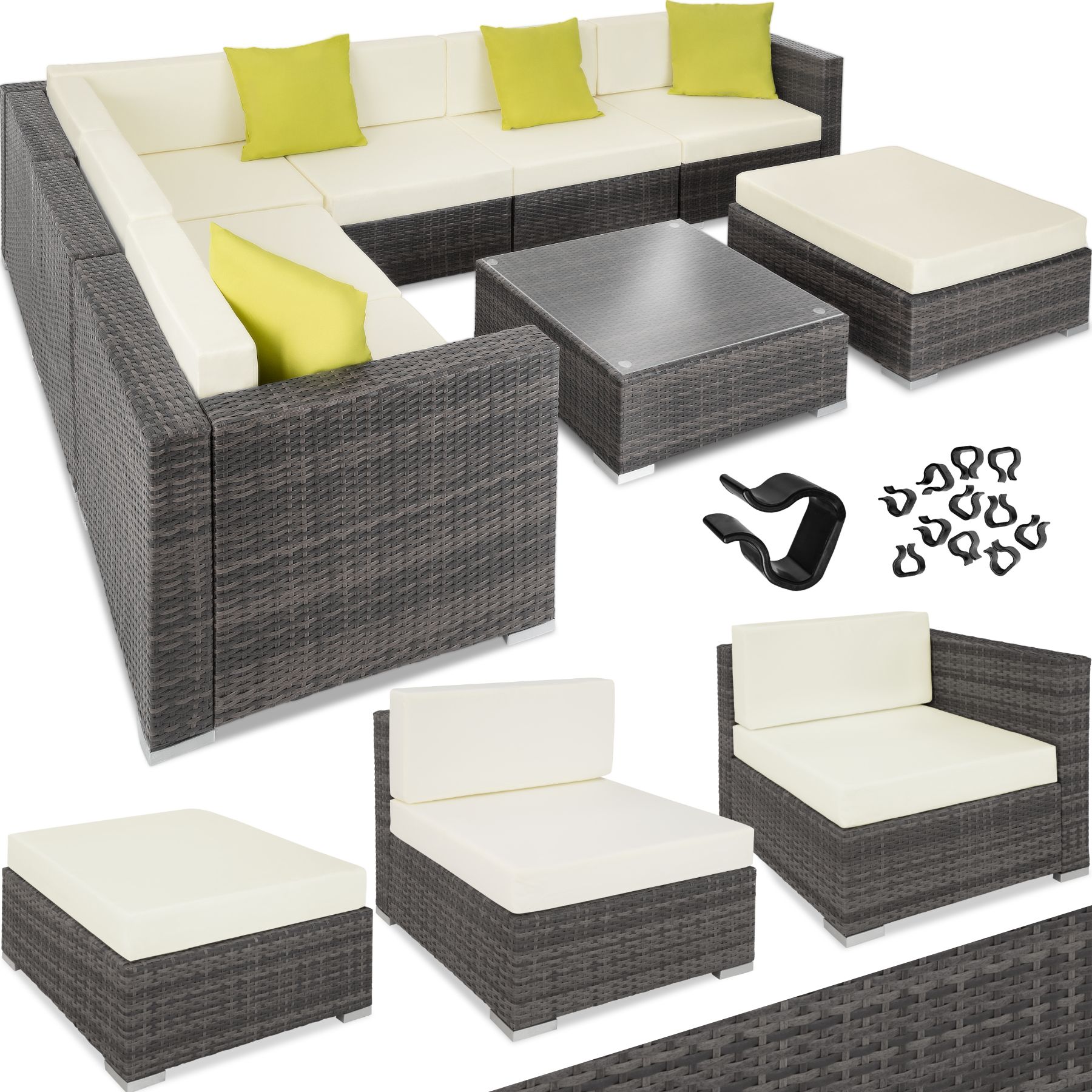 Conjunto de rotim Marbella - cinzento