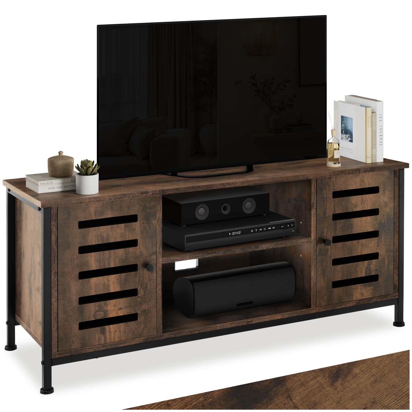 TV-meubel Carlow 110x41,5x50,5cm - Industrieel hout donker, rustiek