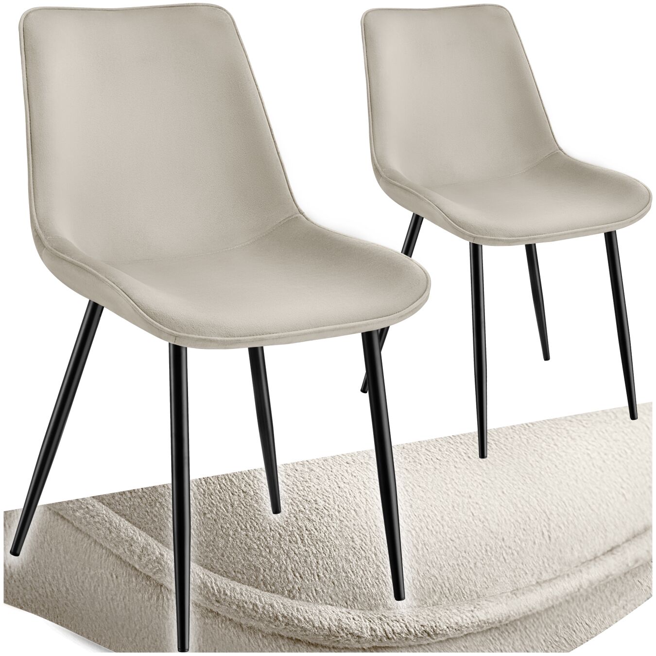 Set Stuhl Monroe Samtoptik - creme, 2er Set