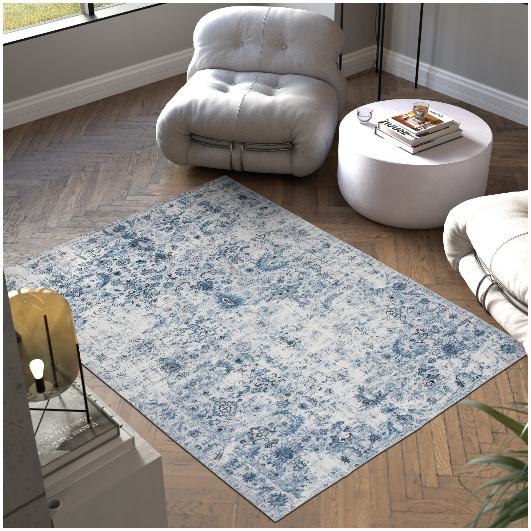 Vintage Rug Amara - faded design, machine washable, short pile & non-slip underside - 160 x 230 cm | tectake