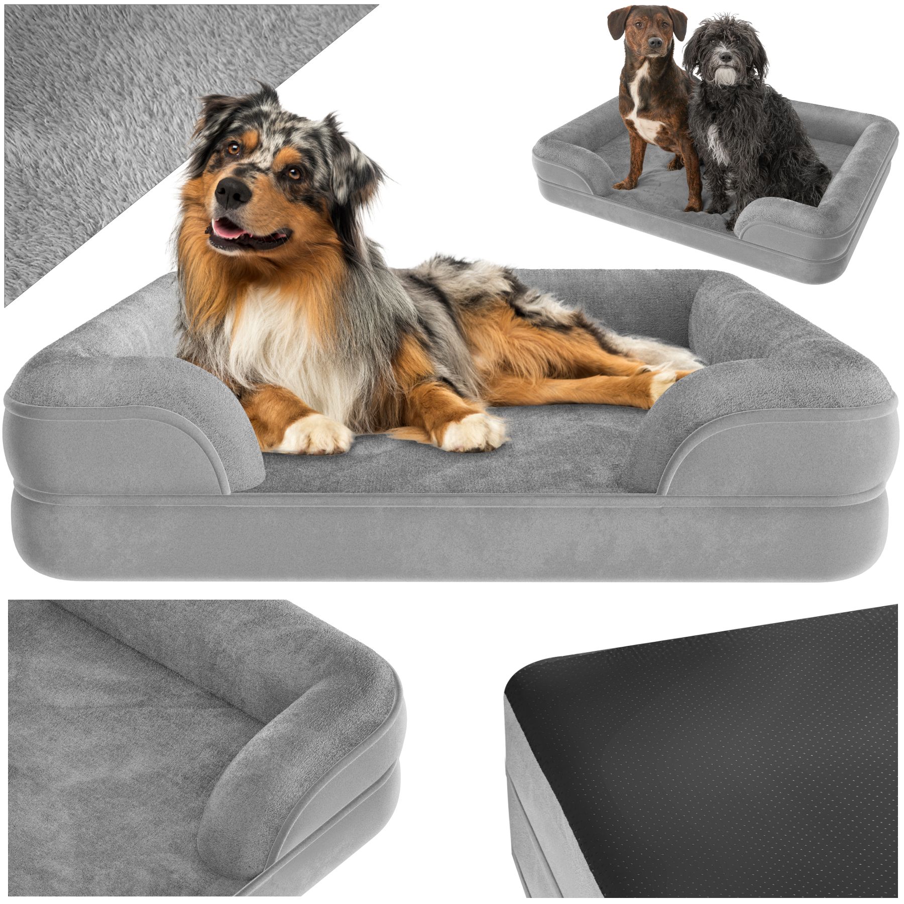 Ortopedisk hundbädd Kimba med hög kant - L (94 x 72 x 18 cm) av tectake