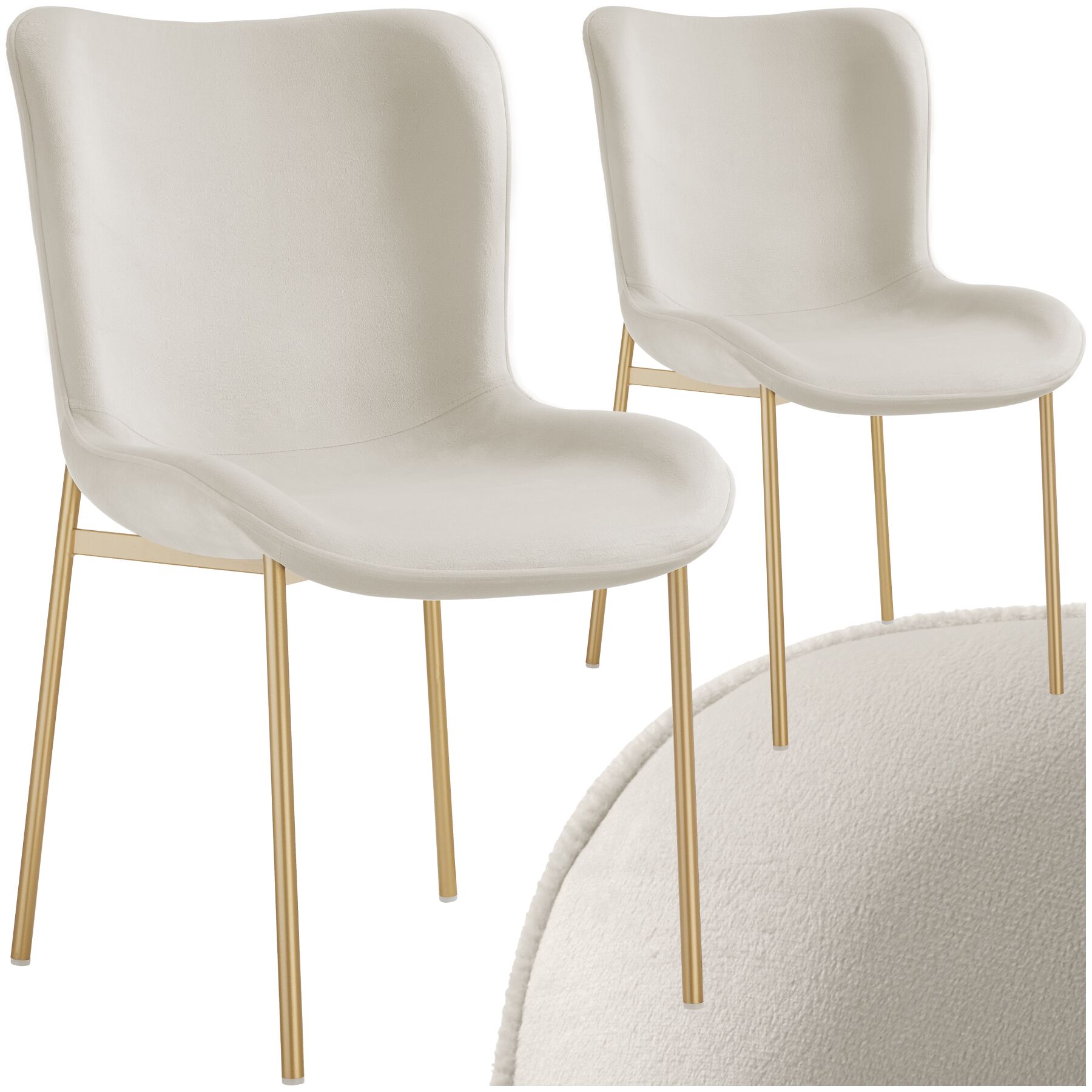 Polsterstuhl Tessa - Samtoptik beige/gold, 2er Set