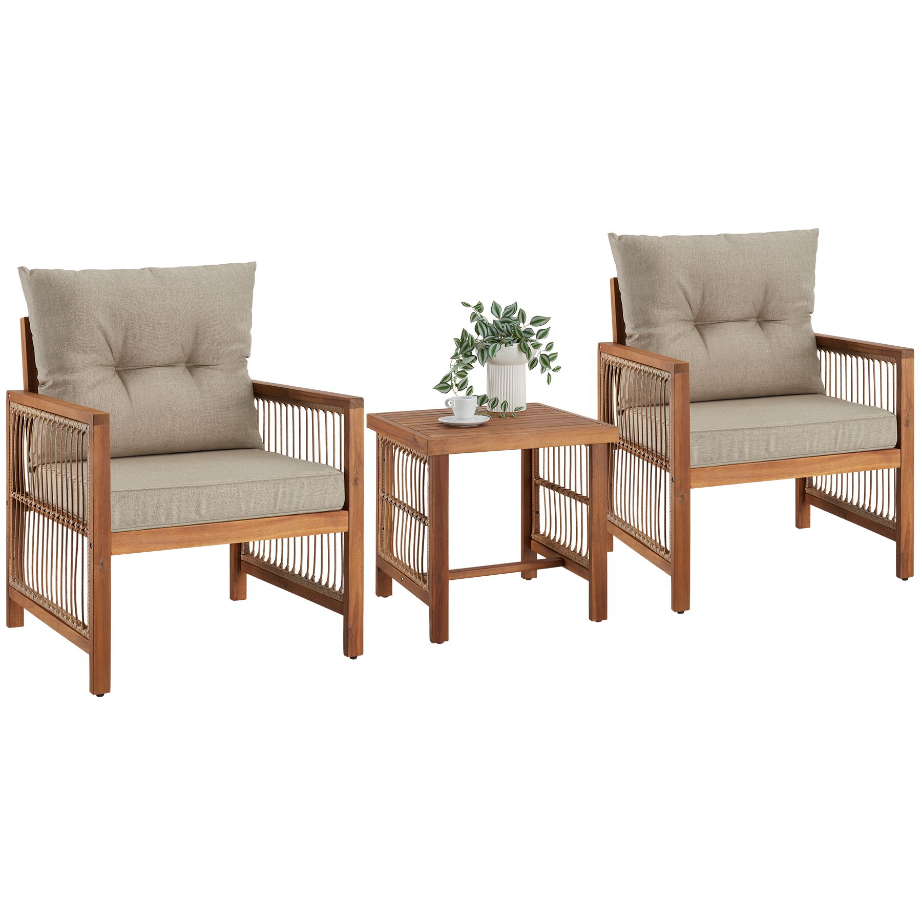 Loungeset Eivissa in rope-design met XXL-bekleding - natuur
