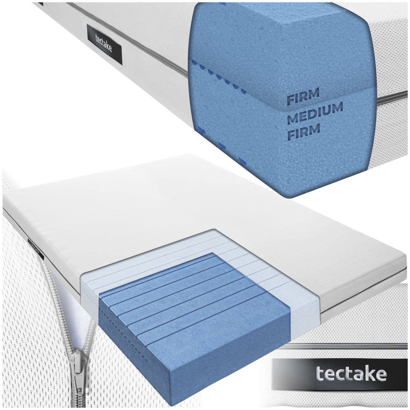2-in-1 Mattress Sky - 2 firmness levels, 3D mesh surface - 140 x 190 cm