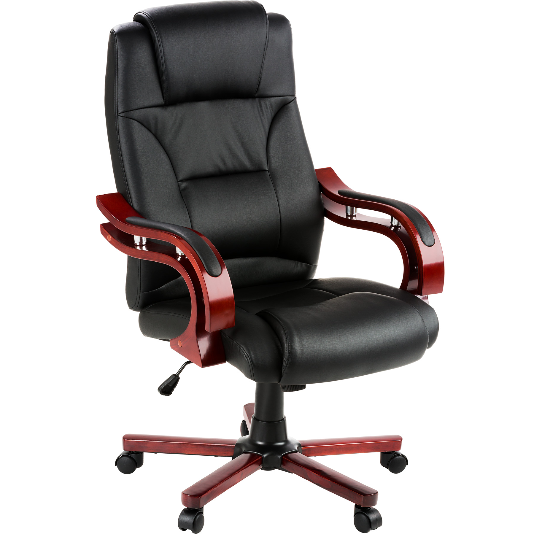 Fauteuil de direction accoudoirs bois - noir | tectake