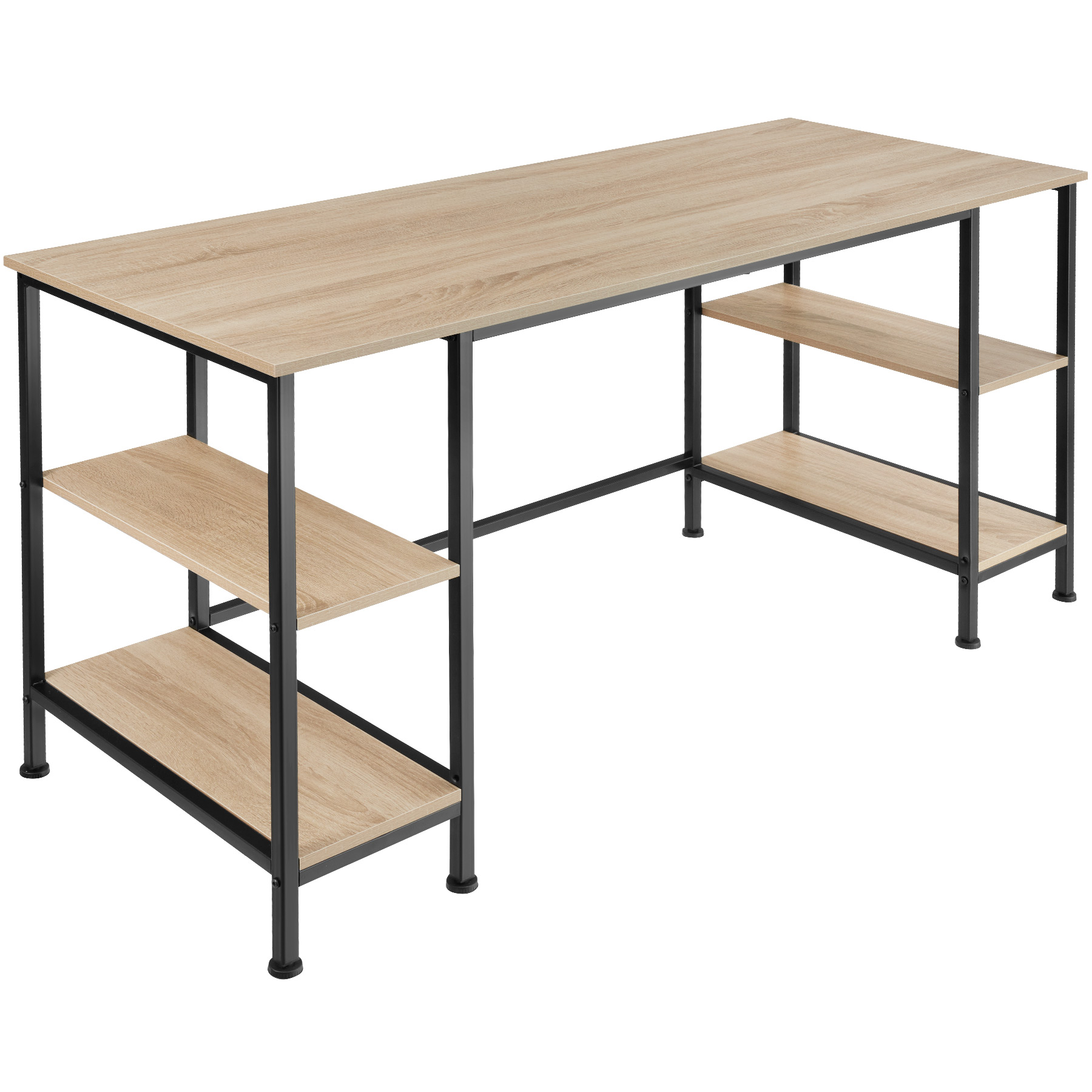 Computer-Schreibtisch Stoke 137x55x75cm - Industrial Holz hell, Eiche Sonoma