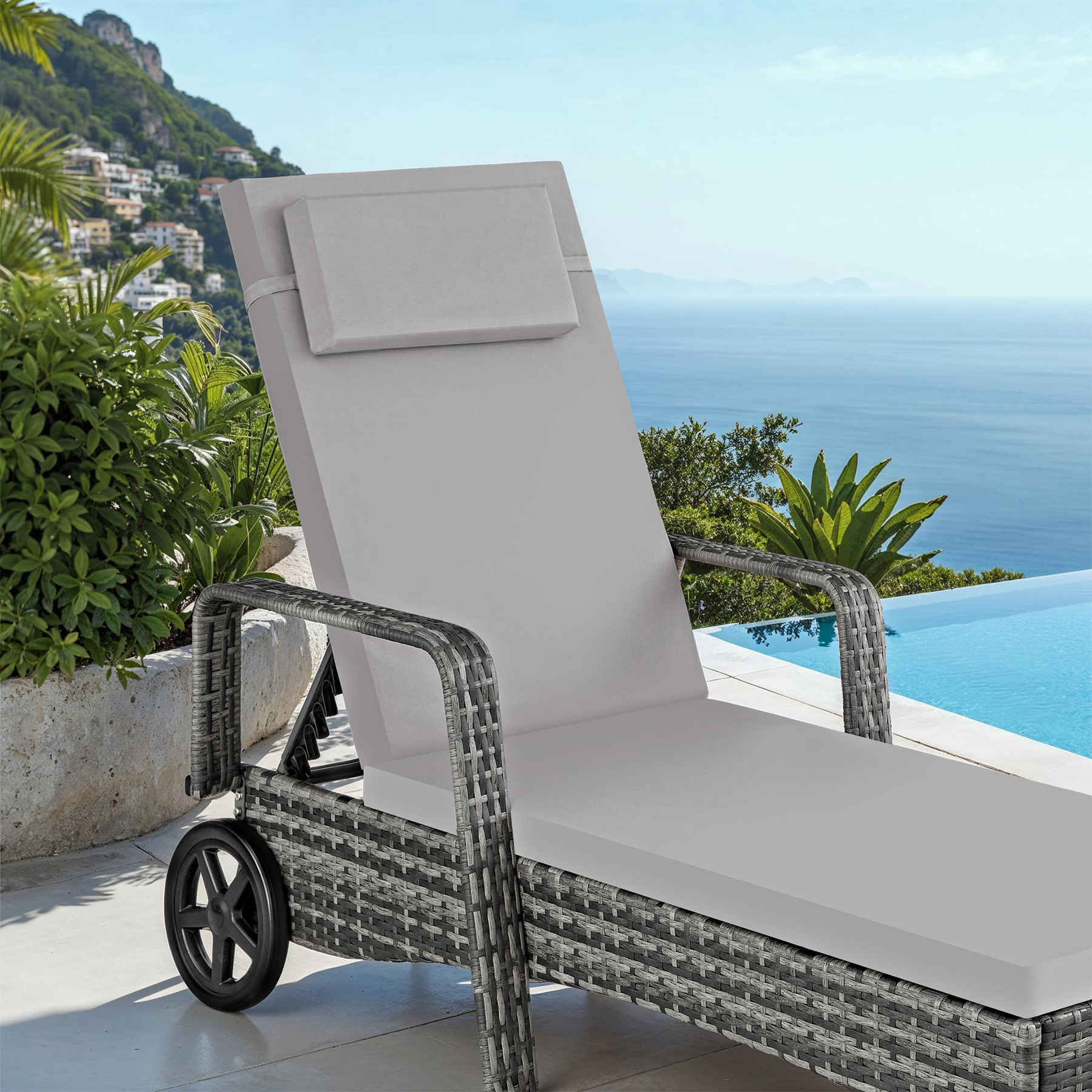 Sonnenliege klappbar Gartenliege Polyrattan Liegestuhl Strandliege robust 200 cm - Bild 120 von 145