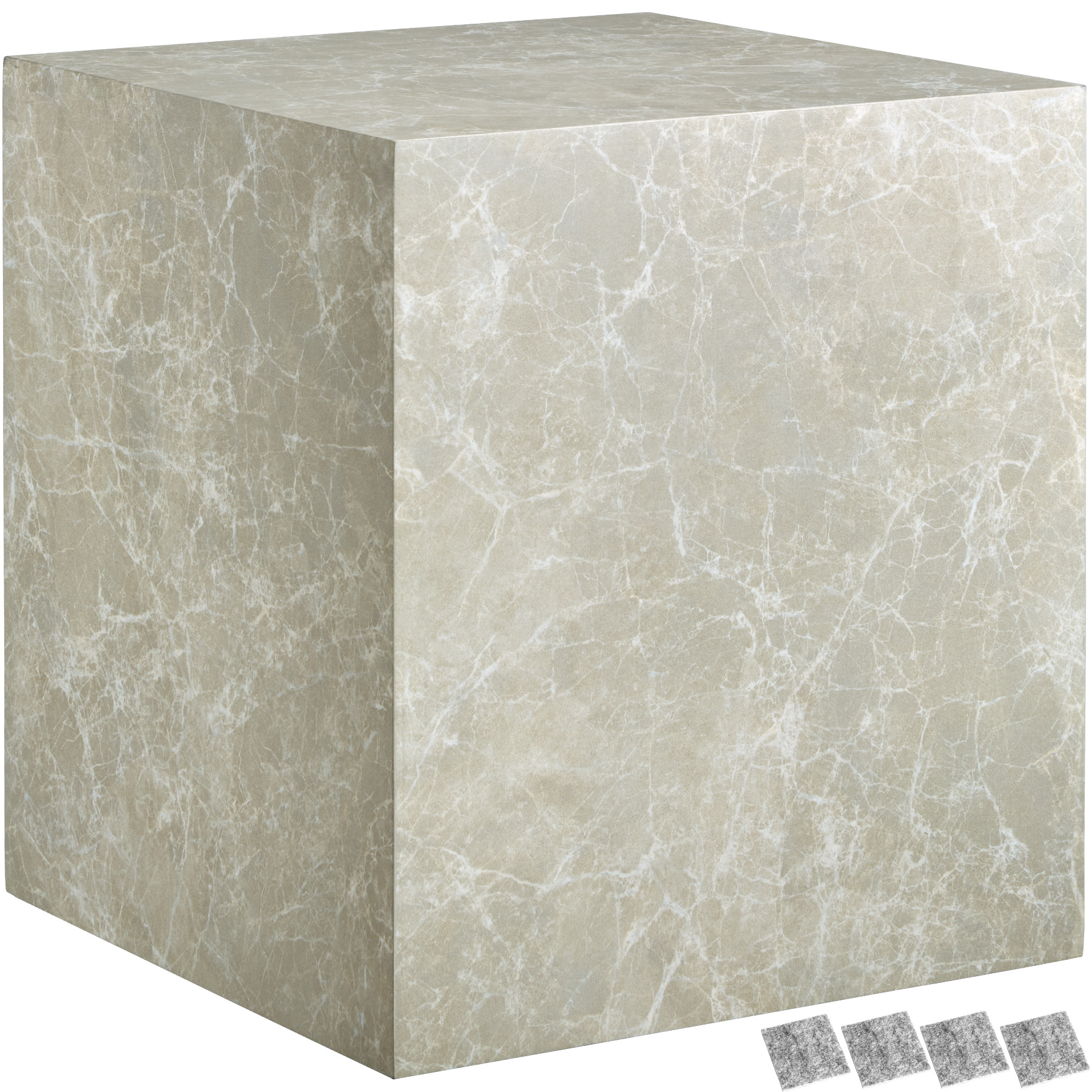 Coffee Table Lasley in a Modern Minimalist Cube Design with Luxury Materials - Travertine look, 45 x 45 x 50 cm