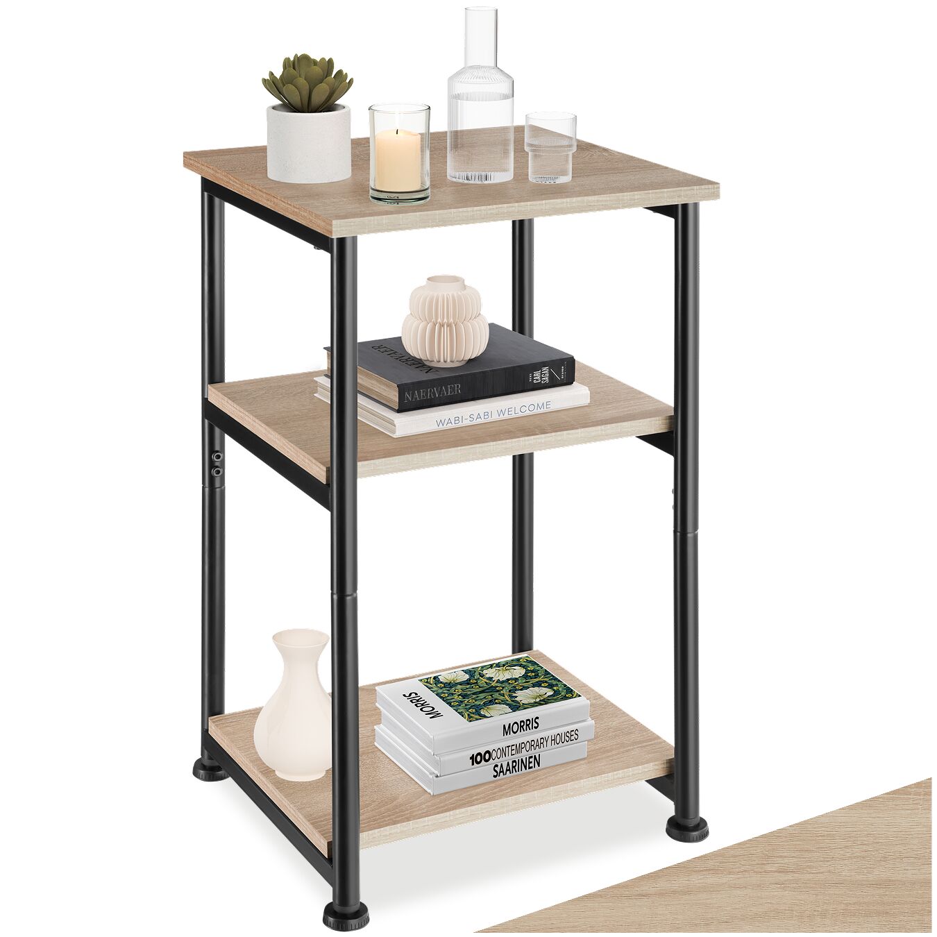 Bijzettafel Memphis 34x30x59cm - Industrieel licht hout, eiken Sonoma | tectake