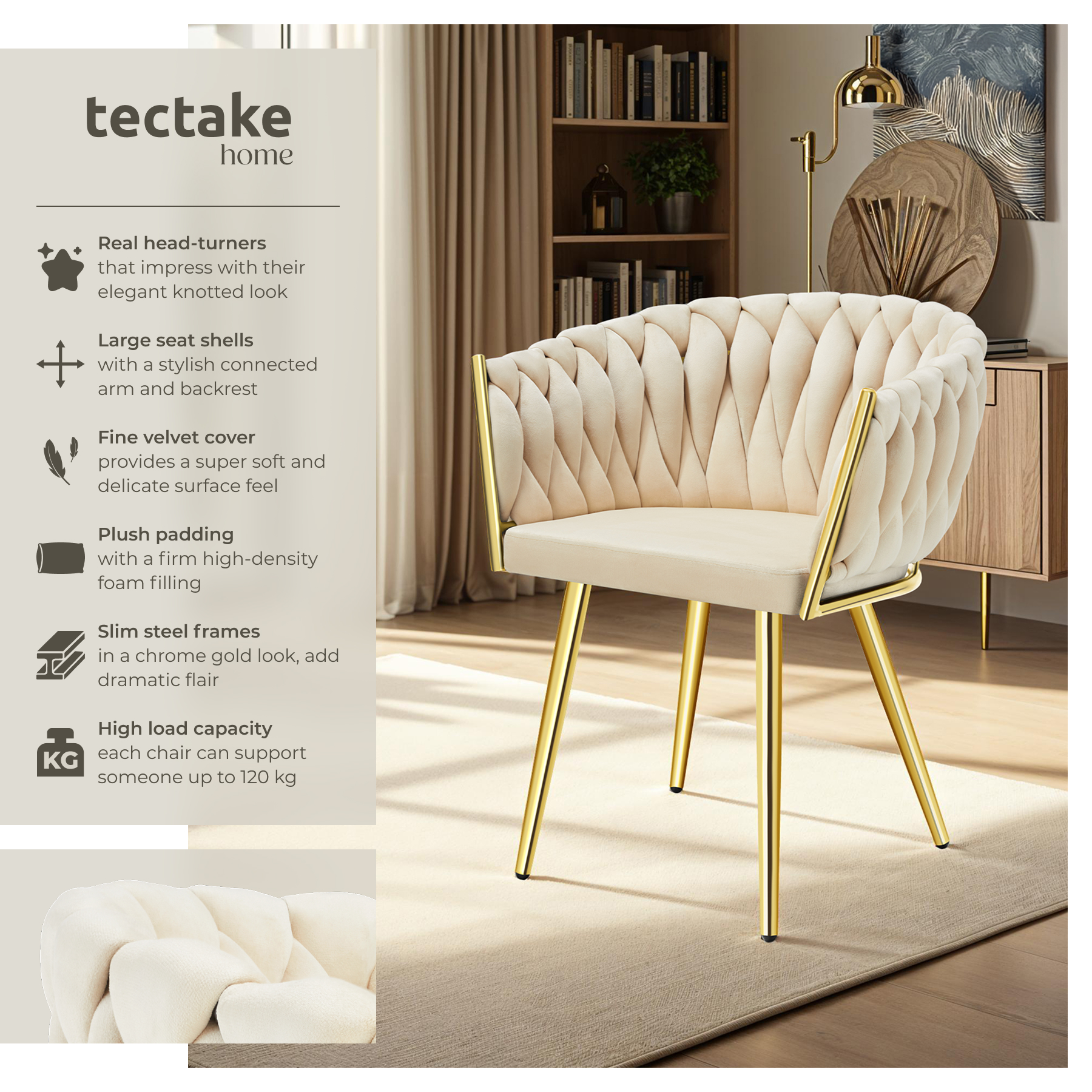 Dining Chairs Set Breakfast Room Chair Kitchen Padded Reading Seats Velvet - Picture 39 of 49