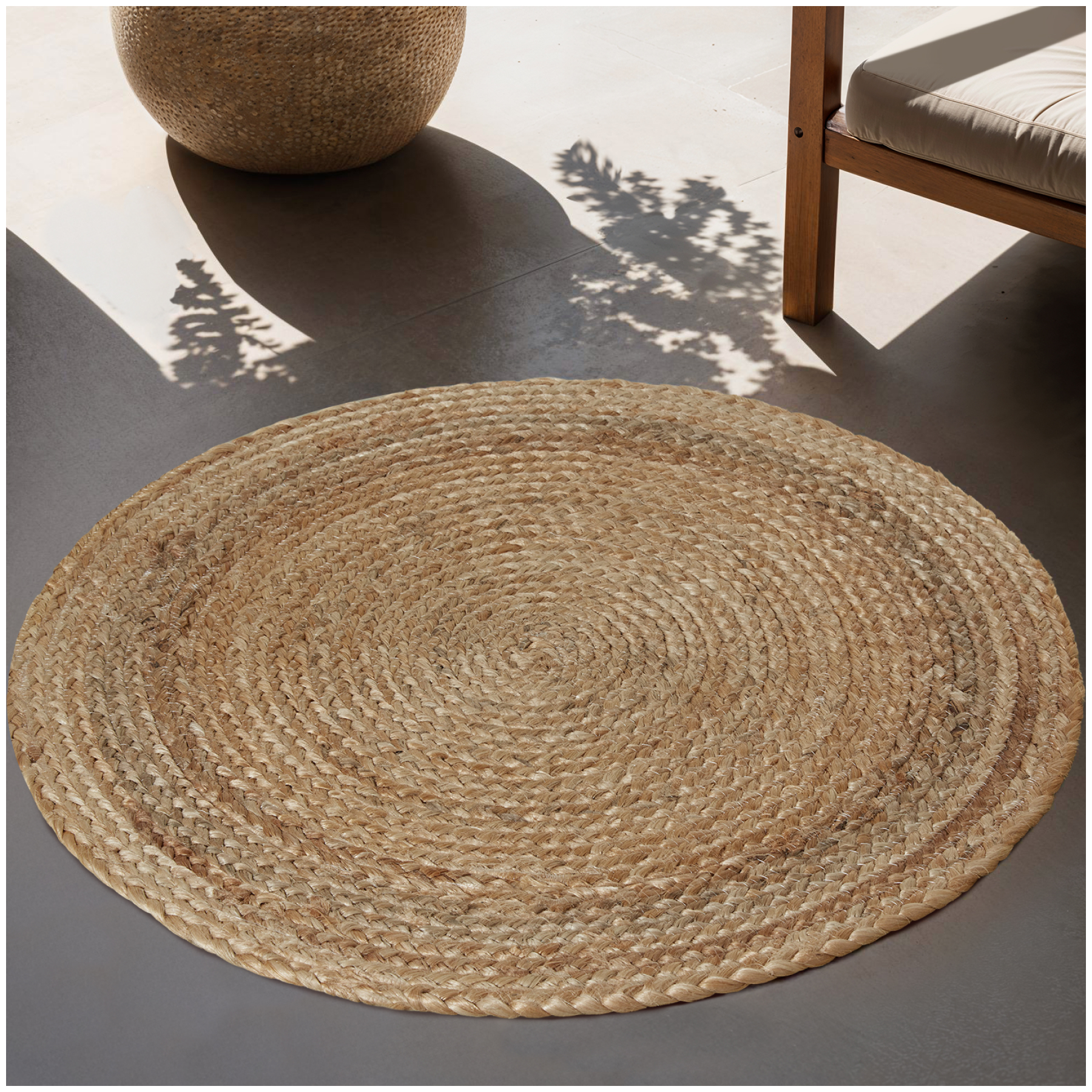 Handgewebter Teppich Glim aus Jute, Boho-Stil, rund - Ø 60 cm von tectake