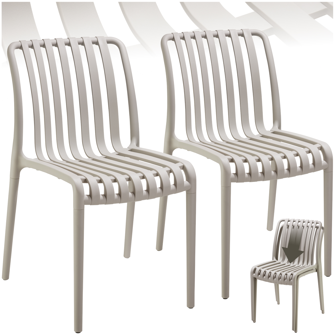 Chaises de jardin ALCUDIA résistantes aux intempéries et empilables - taupe, Lot de 2