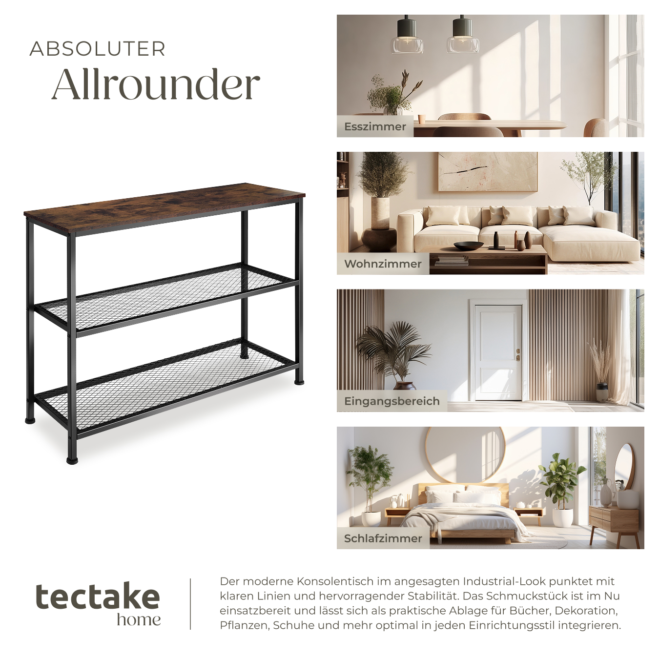 Konsolentisch Beistelltisch Anrichte Flurtisch Sideboard Industrial Look schwarz