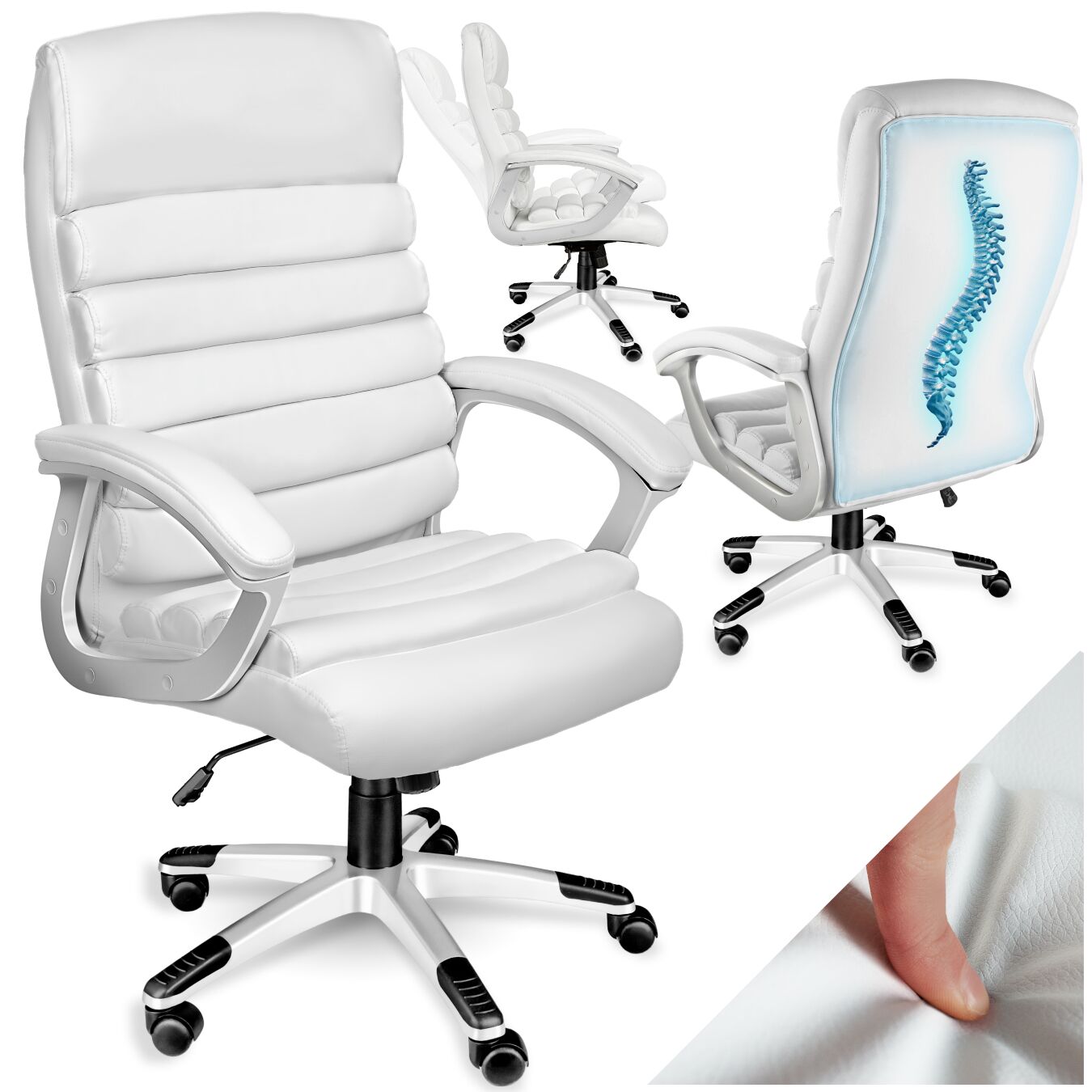 Office Chair Paul - padded armrests, ergonomic shape, stepless height adjustment - white