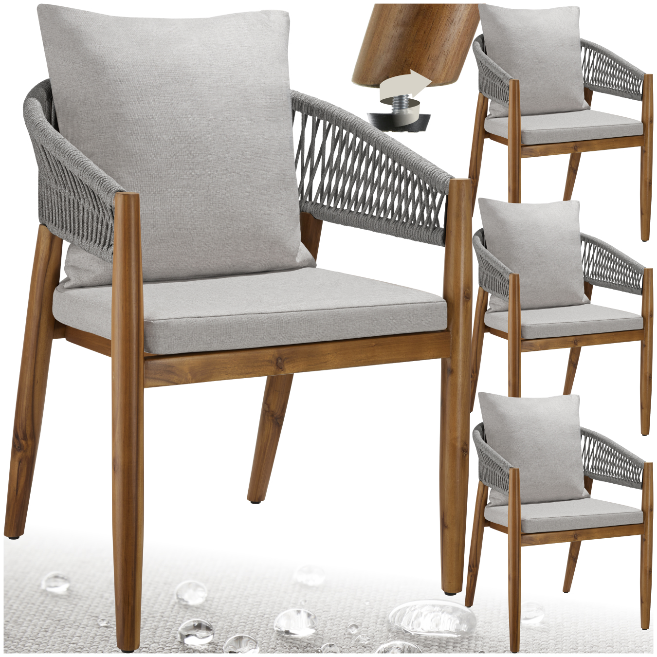 Gartenstuhl Manacor, Ropedesign - greige, 4er Set
