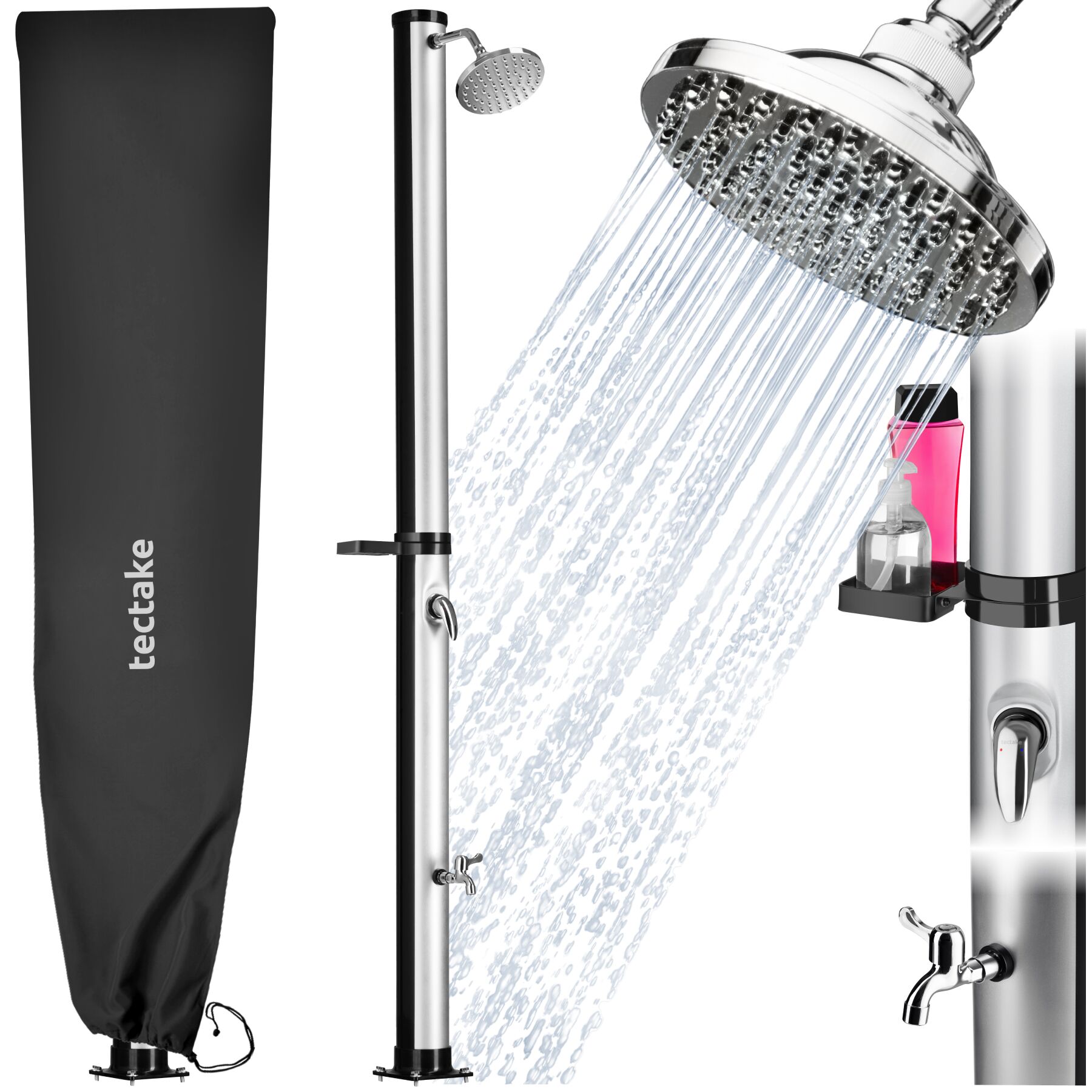 Tinto 20 L Solar Shower - black/silver | tectake