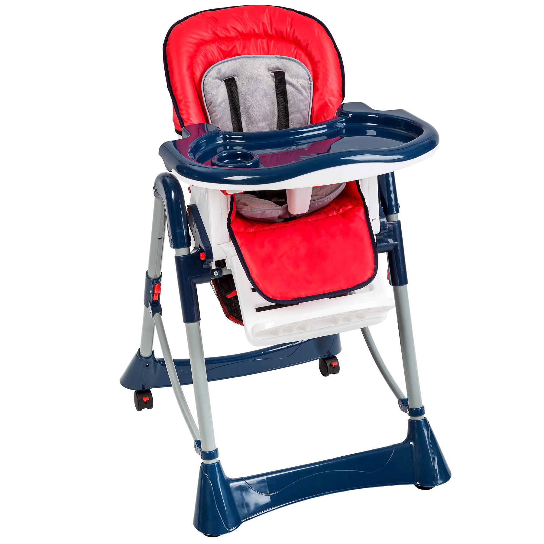 Seggiolone con rotelle - rosso | tectake