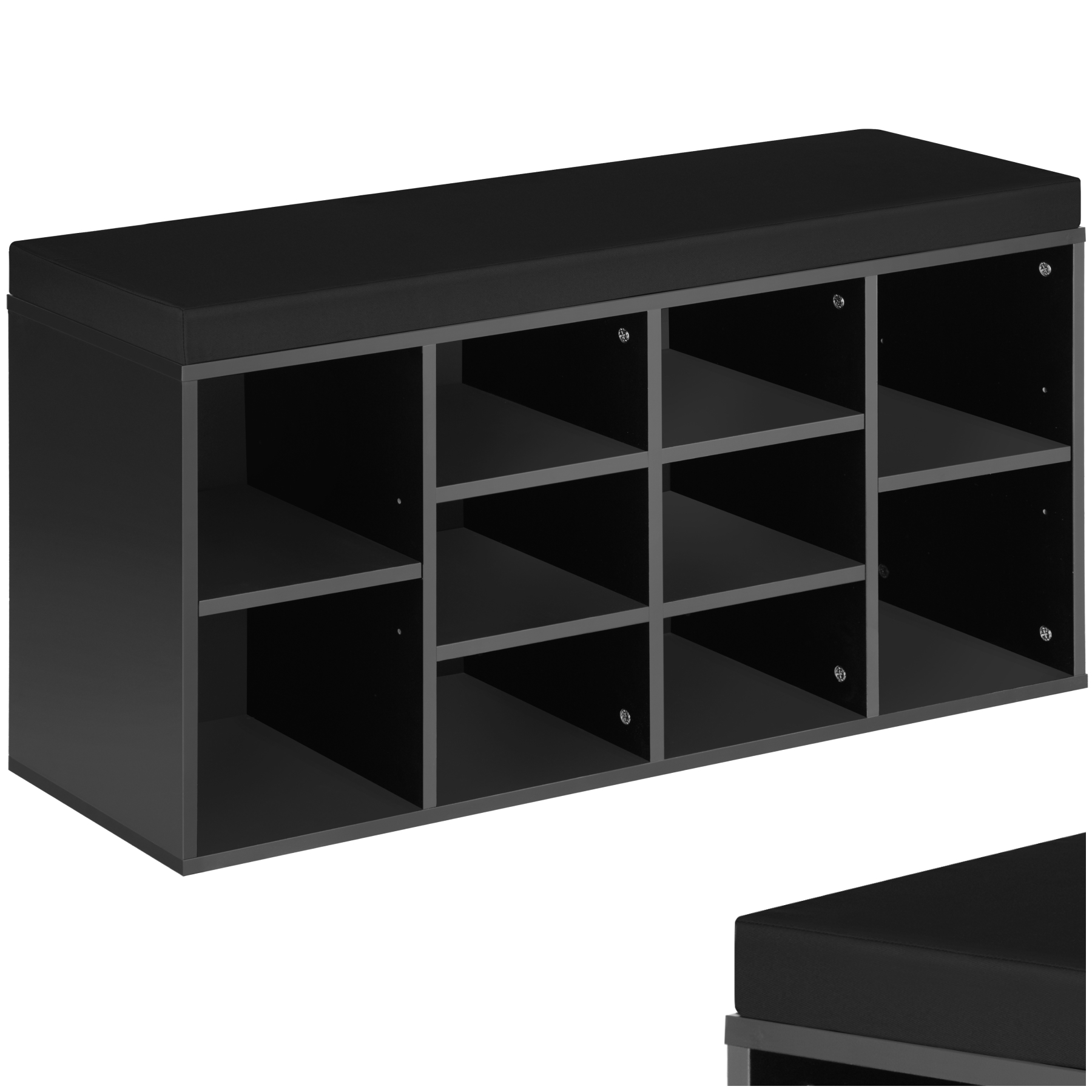 Shoe Rack - storage cabinet for 10 pairs of shoes, bench with seat cushion, 103.5 x 48 x 30 cm - black