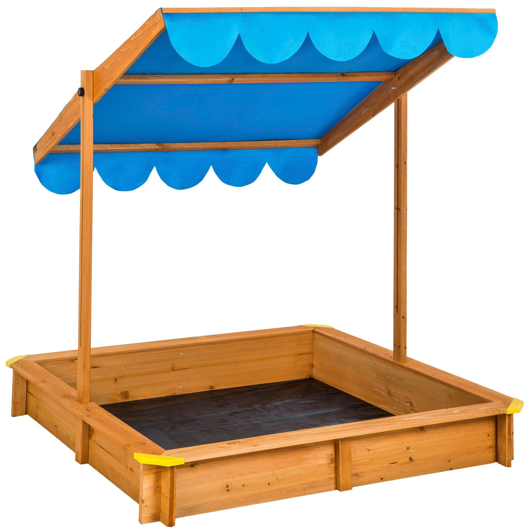 Sandpit Emilia - with adjustable roof, practical seat edge, resistant ground sheet - blue | tectake