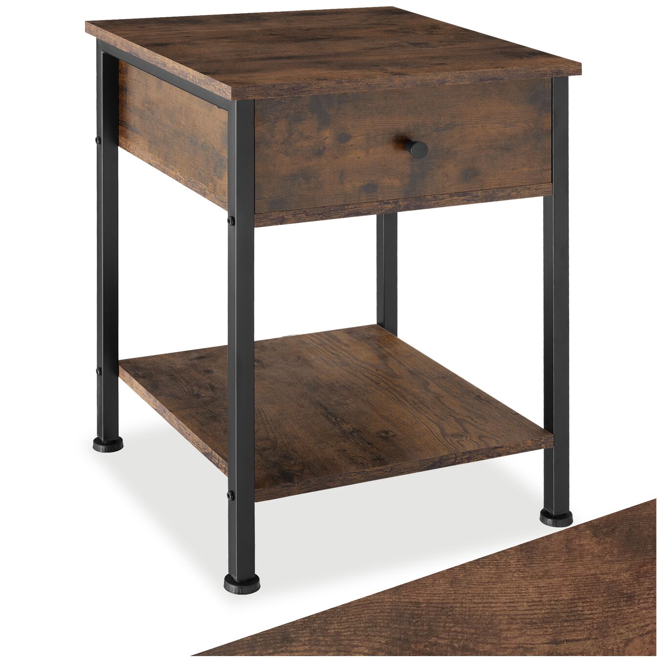 Nachttisch Bradford 40x40x55,5cm - Industrial Holz dunkel, rustikal