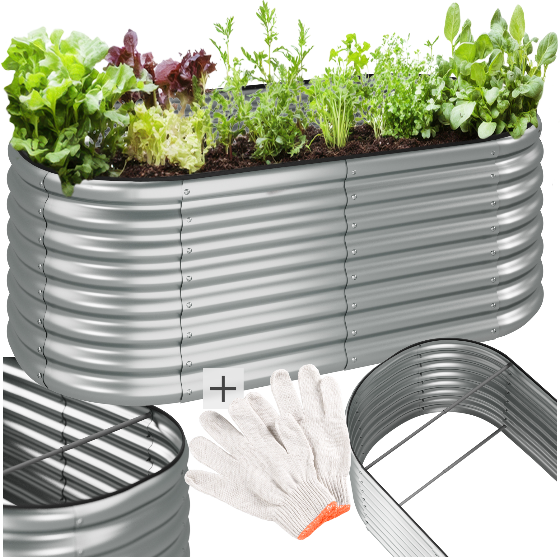 Carré potager FLORMMA 160 x 80 x 60 cm - argent | tectake