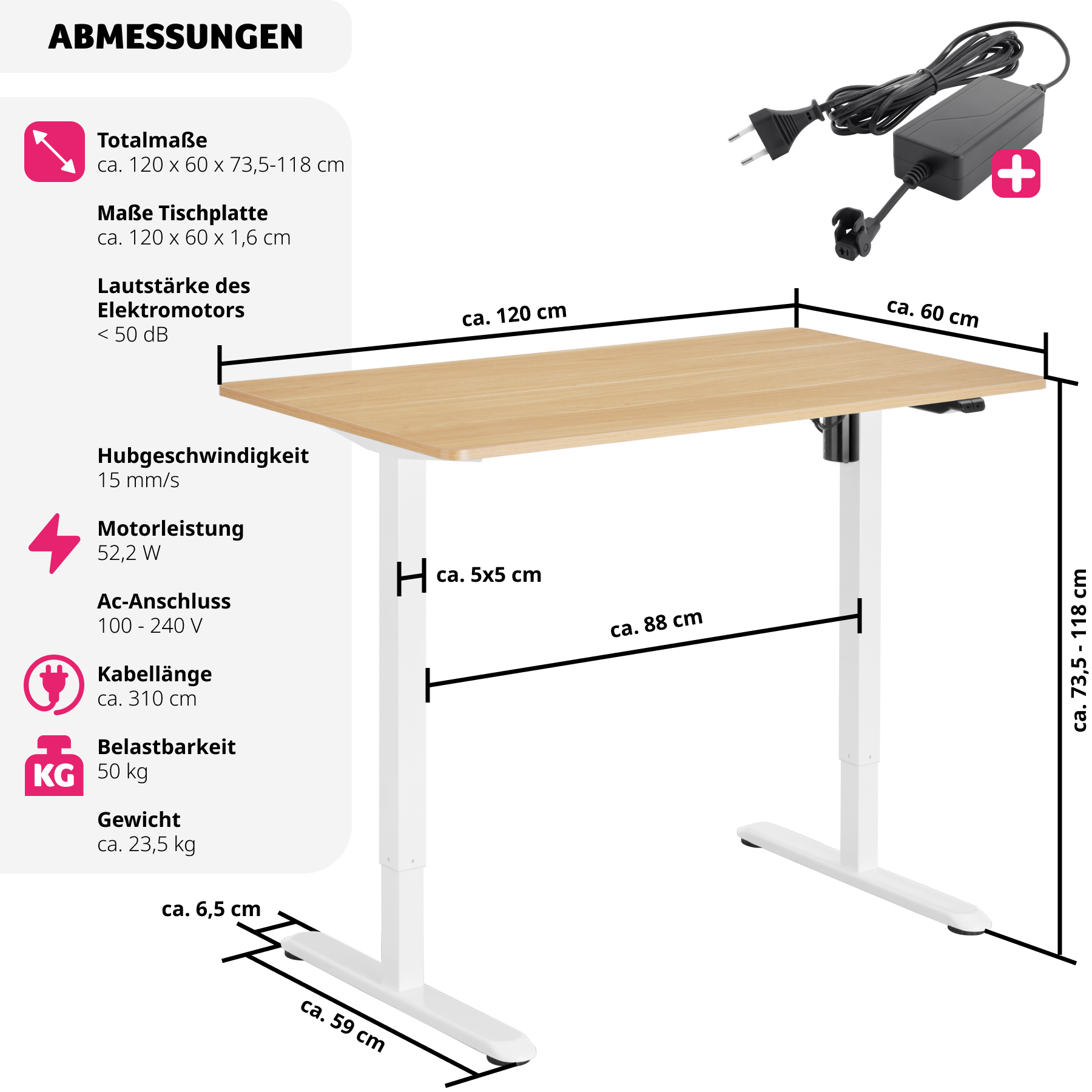 Höhenverstellbarer Schreibtisch Elektrisch Computertisch Arbeitsplatz PC-Tisch - Bild 19 von 37