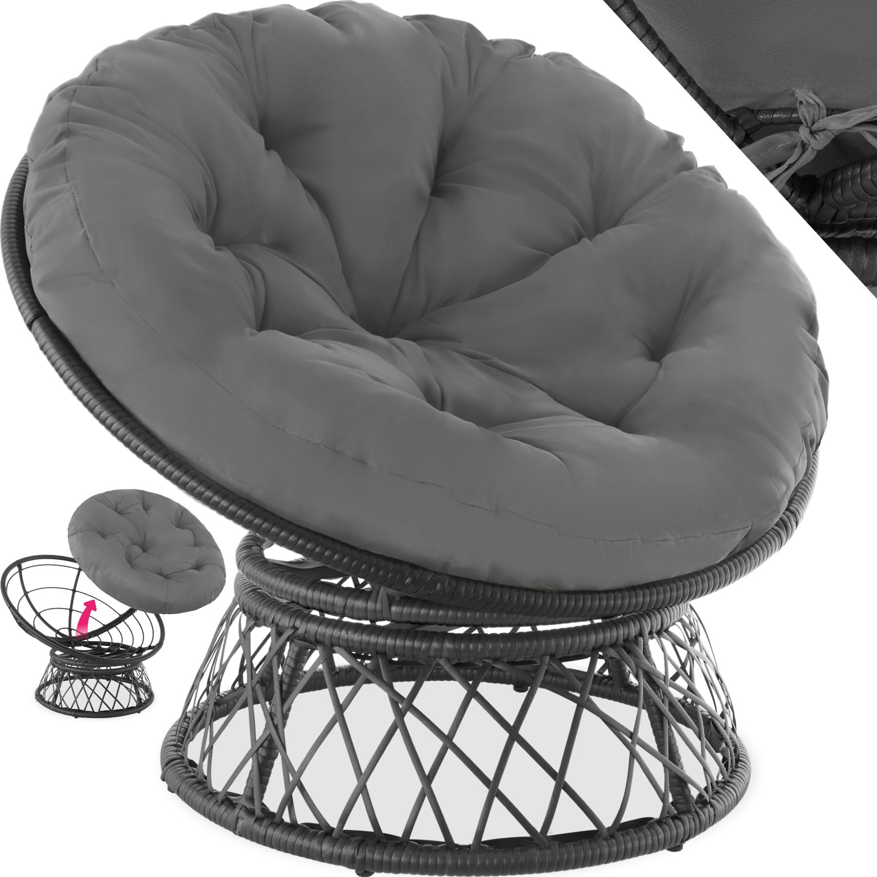 Assento giratório de rattan Gargano - preto