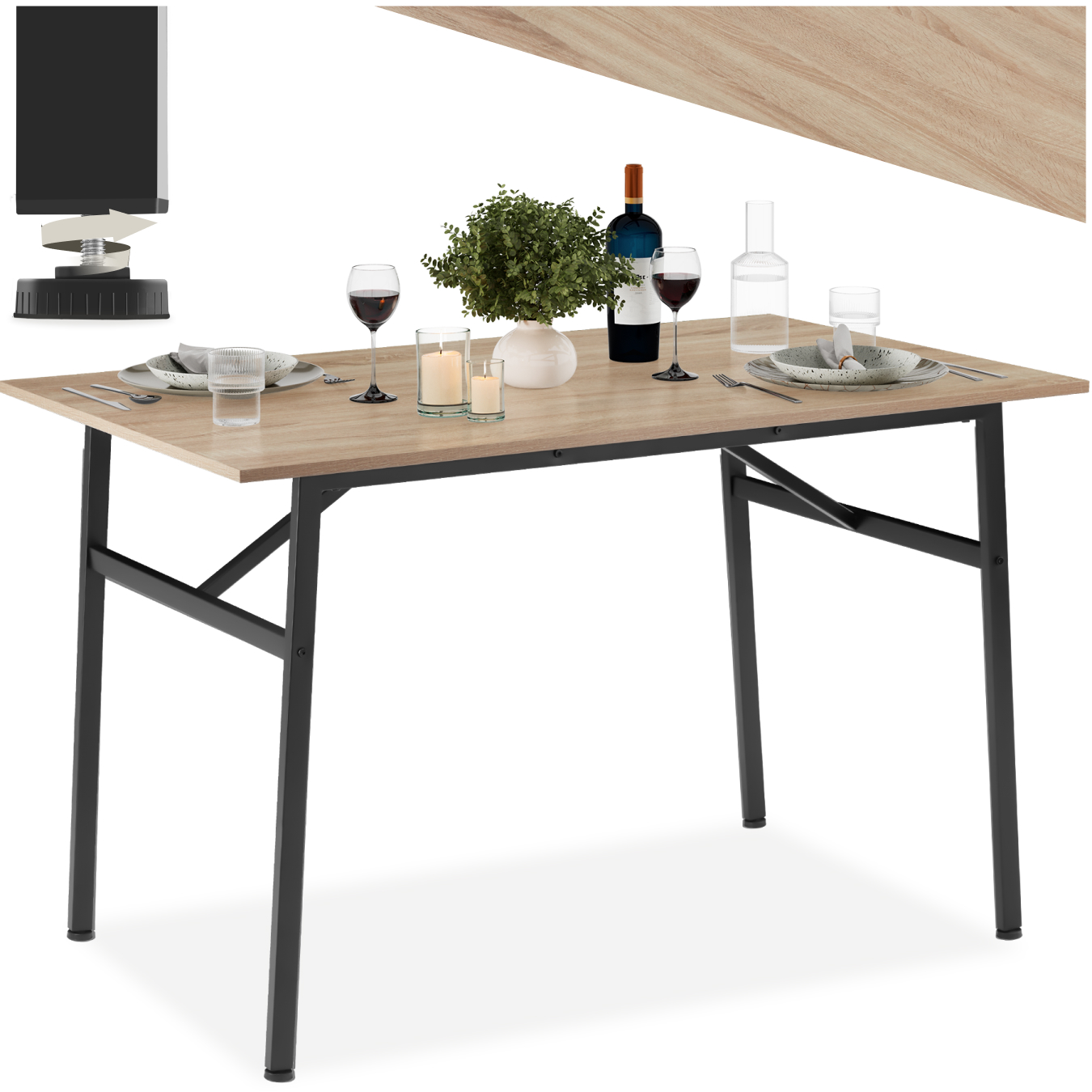 Eetkamertafel Swansea 120x75x76cm - Industrieel licht hout, eiken Sonoma