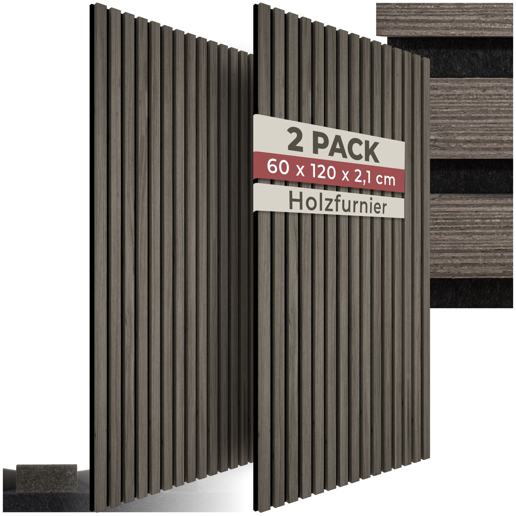 Akustikpaneele Sonic Wall Holzoptik - Eiche grau, 2er Set