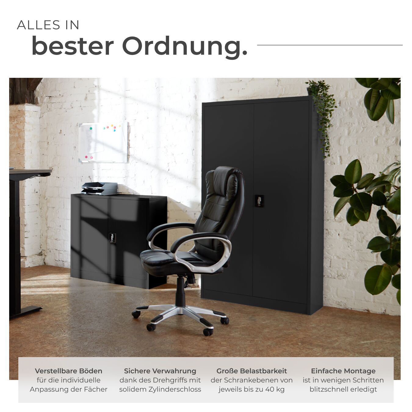 Aktenschrank mit Böden Büroschrank Metallschrank Stahlschrank Materialschrank - Produktbild 2