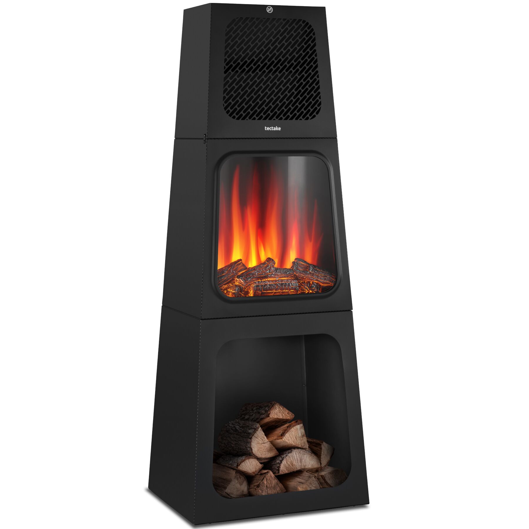 Elektrische haard Soleil, 2 warmtestanden, thermostaat, 3D vlameffect - zwart | tectake