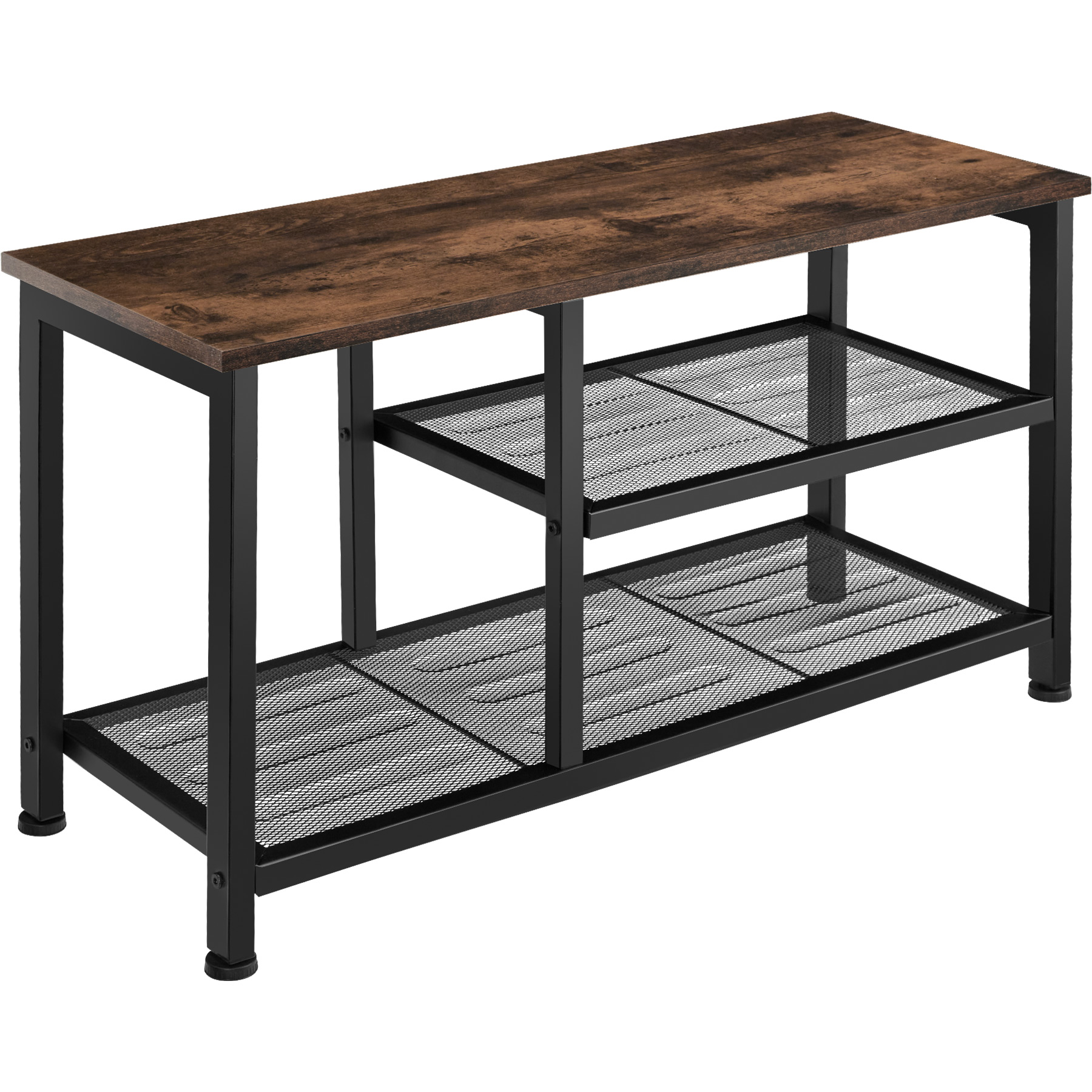 Shoe Rack Taunton - surface shelf and 2 grid shelves, industrial style - Industrial wood dark, rustic