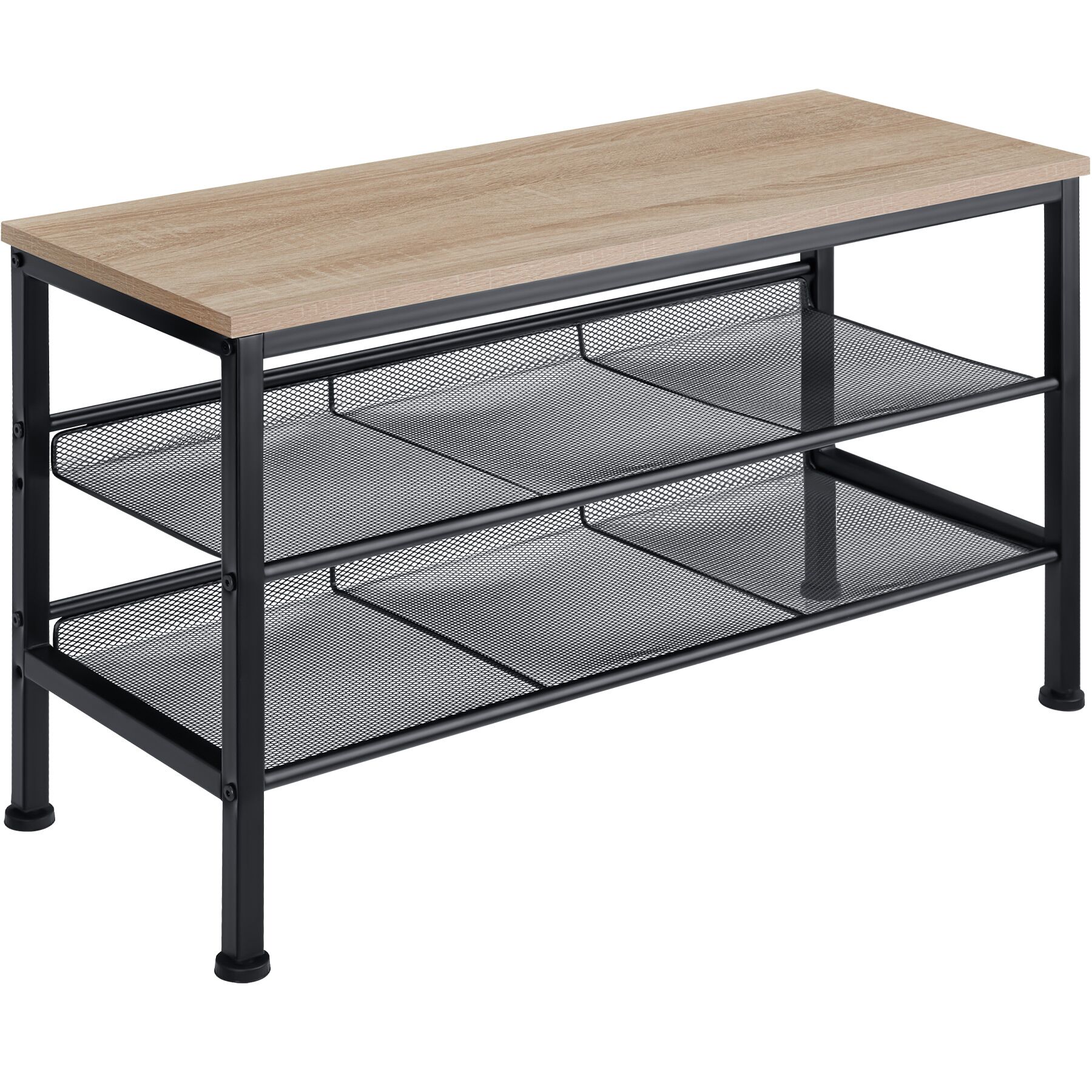 Shoe Rack Derry - surface shelf and 2 grid shelves, industrial style - industrial wood light, oak Sonoma