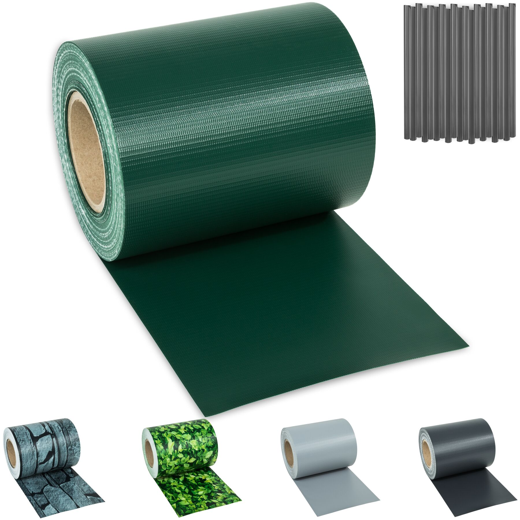 Privacy Film - double-sided print, opaque and tear-resistant, fastening clips included - 70 m, green | tectake